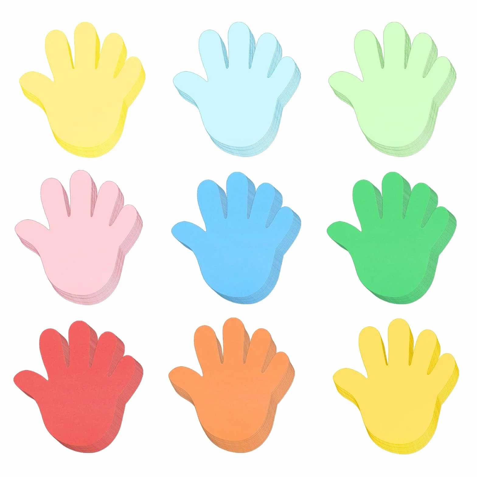 QUARKZMAN 108 Pcs Découpes de Mains en Papier Colorées pour Tableau d'Affichage Printanier, Forme de Mains Prédécoupées avec Colle