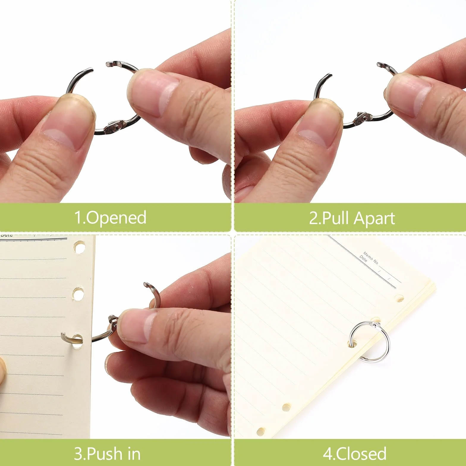 Anneaux de Livre 20mm Métal, 110 Pcs Anneaux de Reliure à Feuilles Mobiles pour Classeur