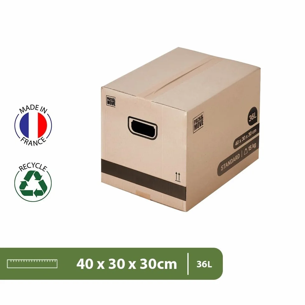 Cartons déménagement stockage livres 40 x 30 x 30 cm Poignées renforcées Lot 60