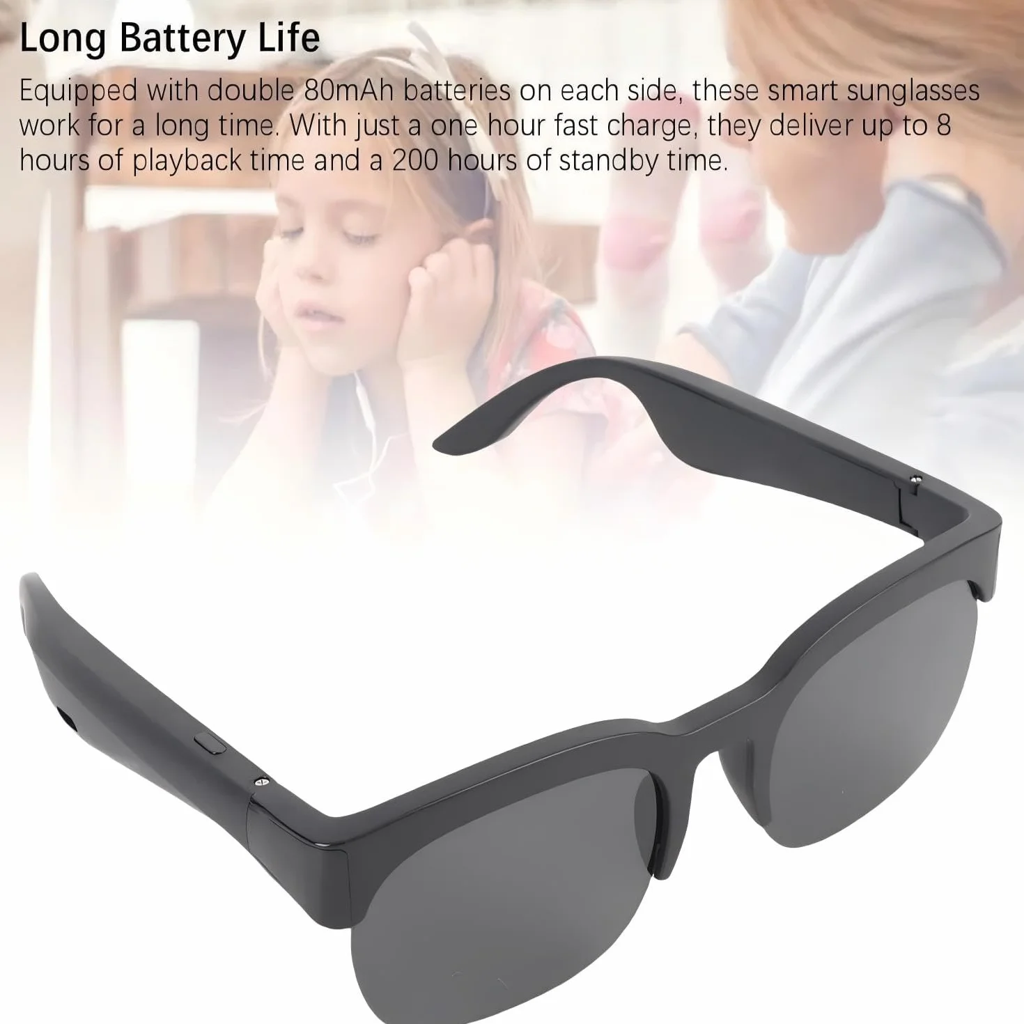 Lunettes Connectées Bluetooth IA Traduction Vocale Smart Glasses Appels Musique UV400 Hommes Femmes