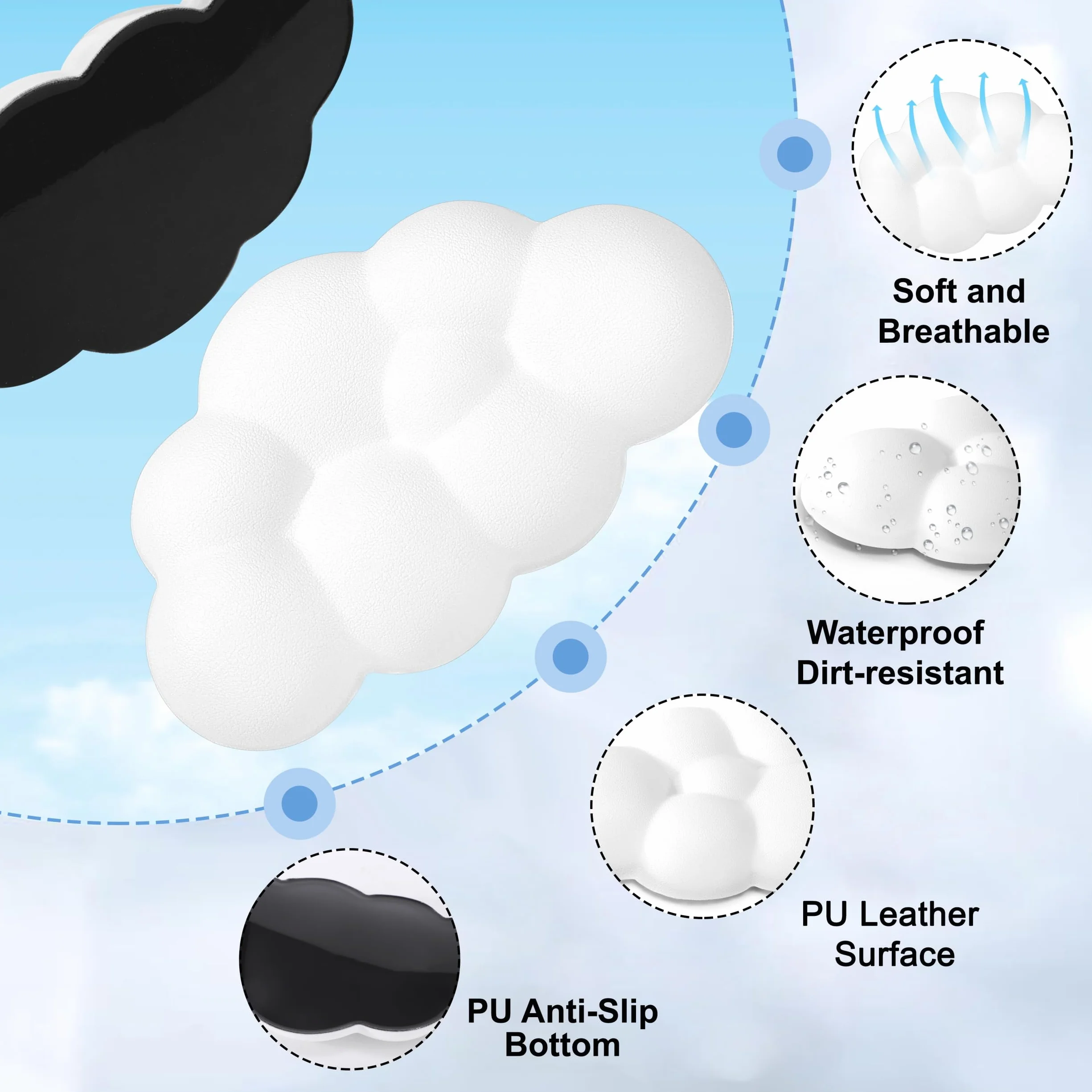 Cloud Wrist Rest Support de Poignet Ergonomique pour Souris Blanc