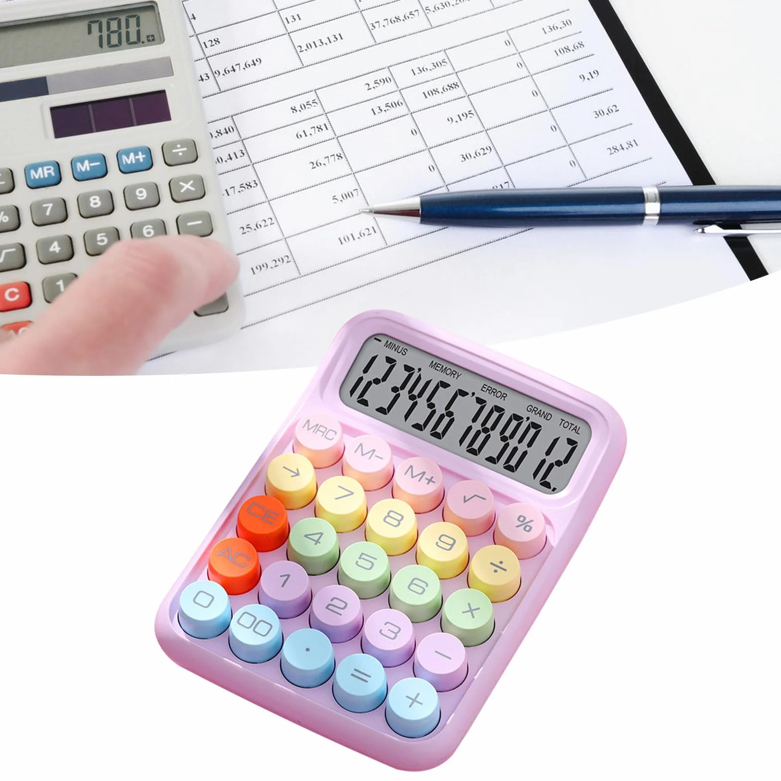 Calculatrice électronique clavier mécanique violette pour maison, école, bureau