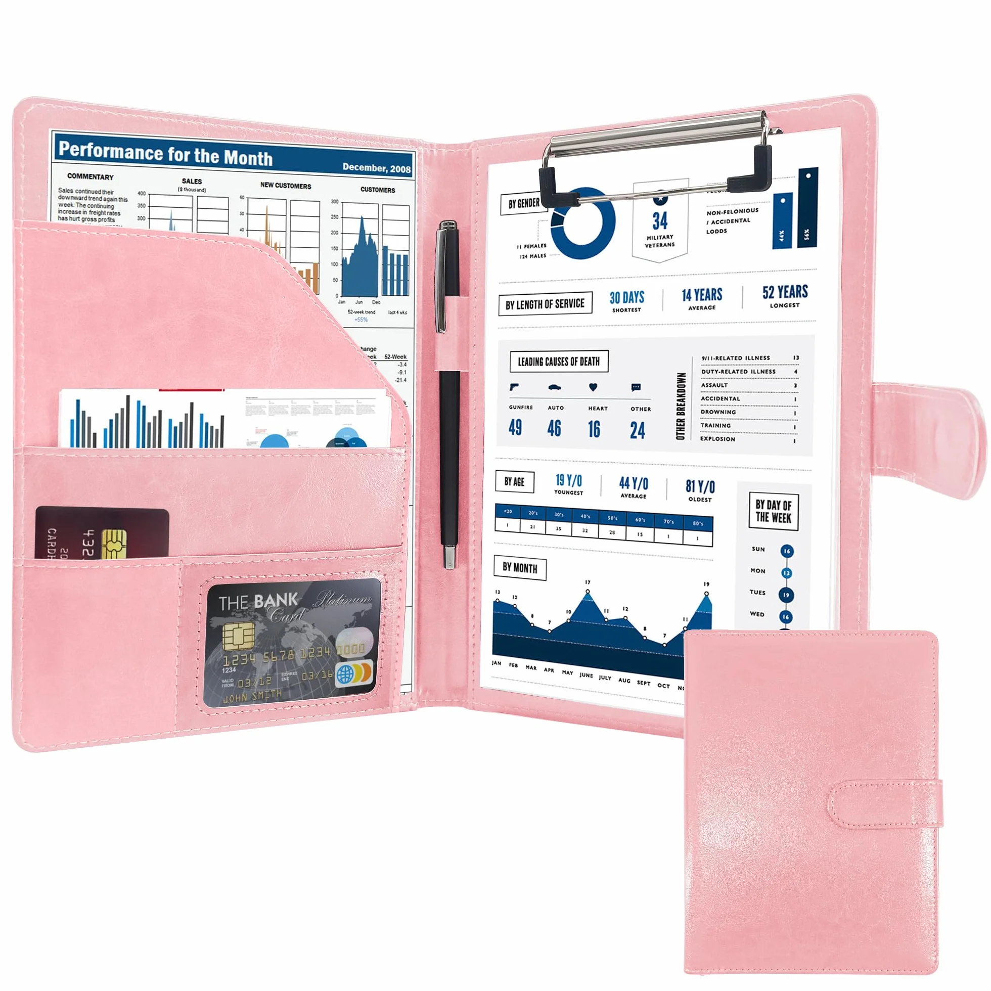 Portfolio A5 Porte Document Mallette Organiseur de Conférence Rose