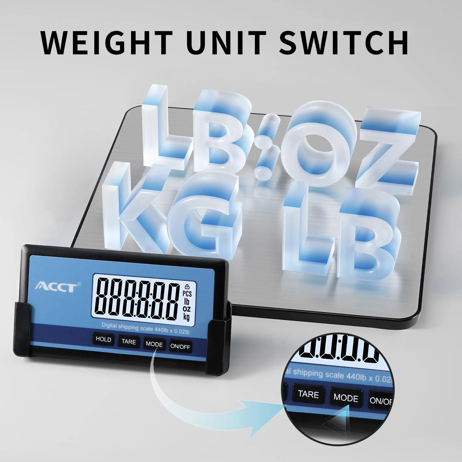 Balance de colis sans fil 200 kg/440 lb – Haute précision 10 g/0,02 lb avec fonction tare et maintien
