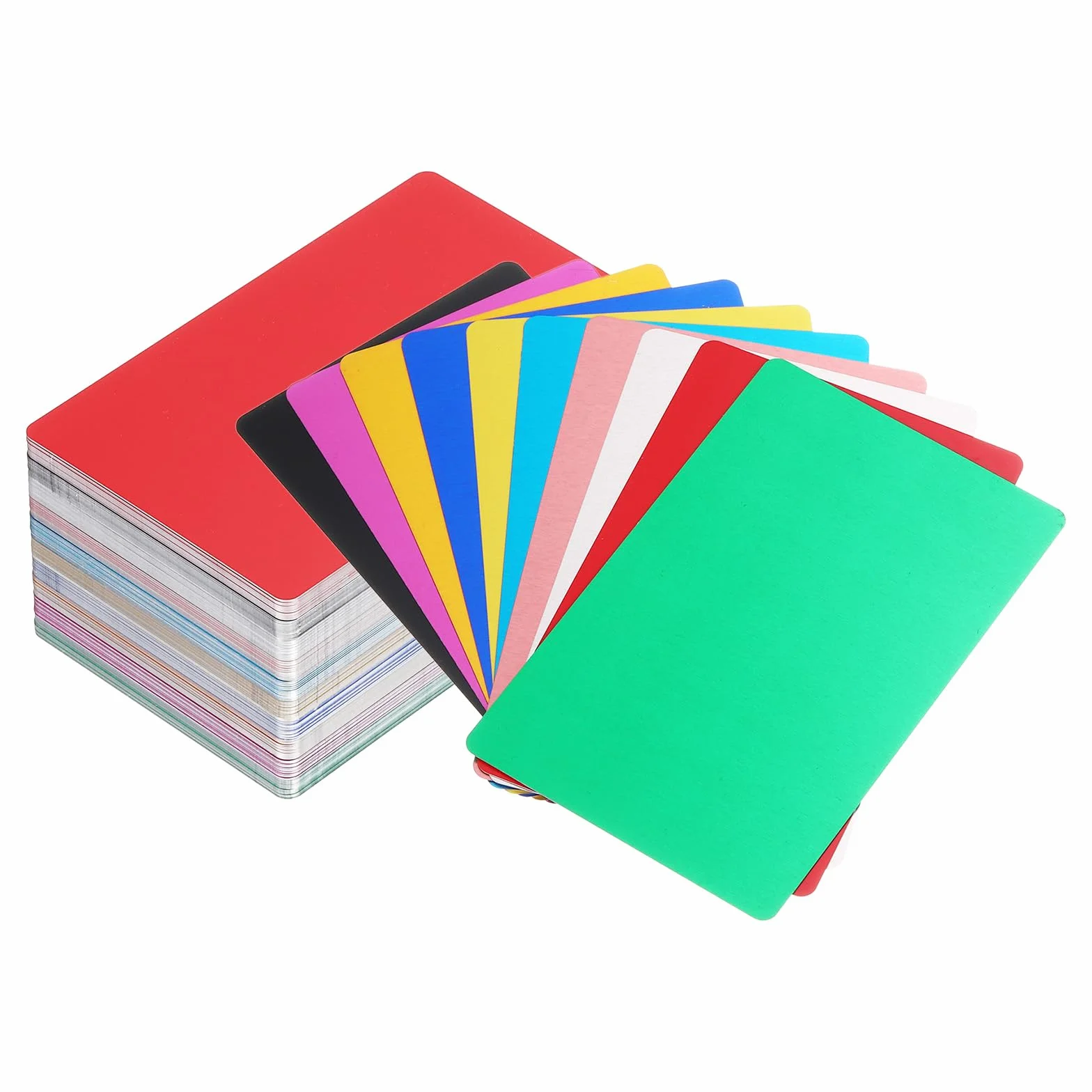 QUARKZMAN 200 Pièces Cartes de Visite Métal Aluminium Anodisé 86x54x0.21mm Gravure Laser Diy Multicolore