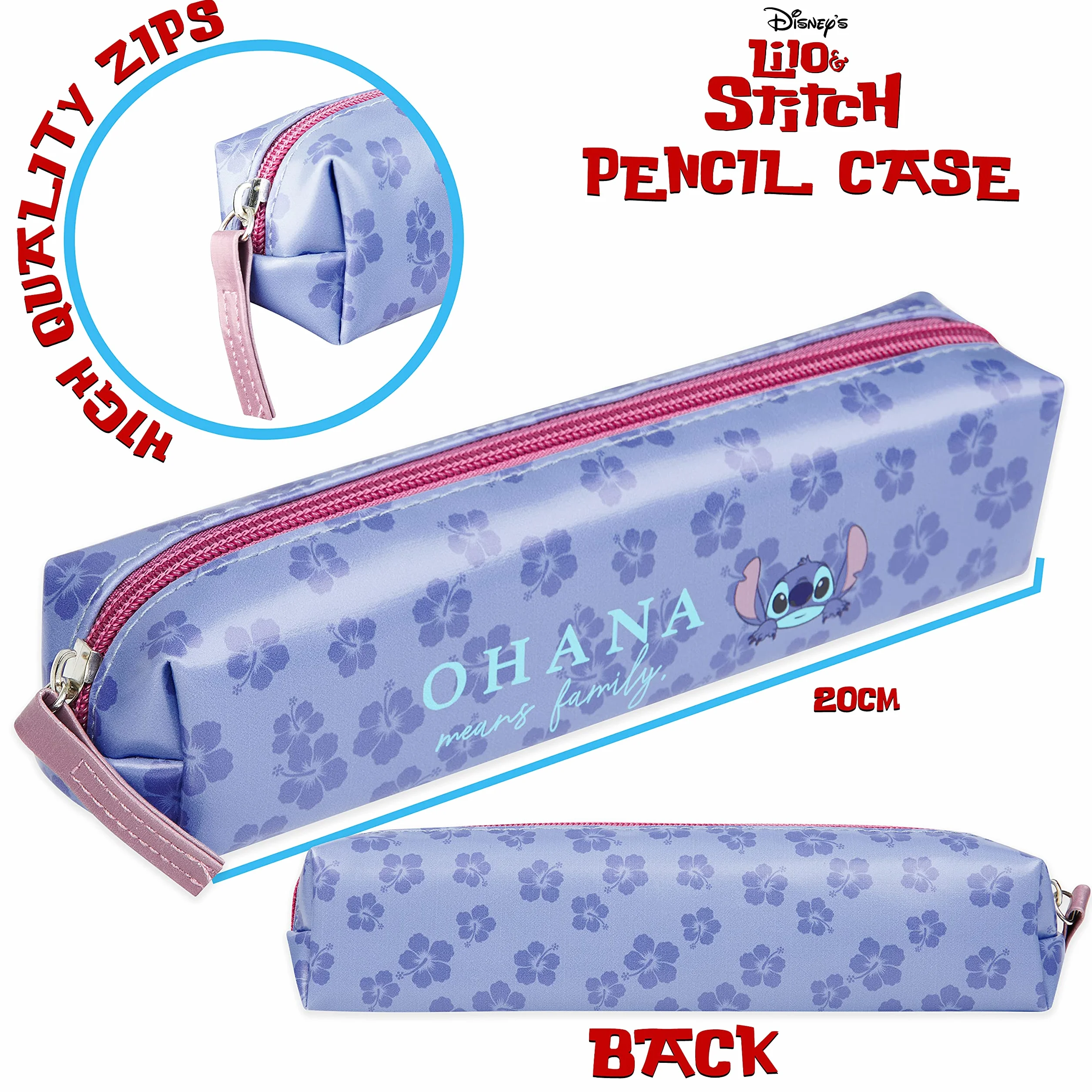 Disney Stitch Set de Fournitures Scolaires, Carnet Trousse Stylo Bille Crayons Couleur Bloc notes Accessoires Bureau École Bleu