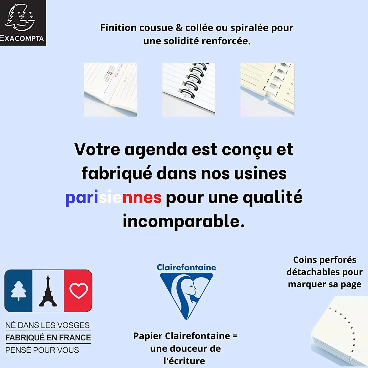 Exacompta 18260E Recharge Exatime Clairtime 1 jour par page Septembre 2026 à Août 2027 10,5 x 17,2 cm