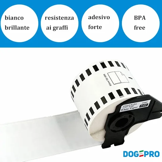 Étiquettes continues compatibles Brother P-Touch 62 mm x 30,48 m pour QL1050 QL1060N QL500 QL560VP QL570 QL580 QL700 QL710W QL800 QL810W