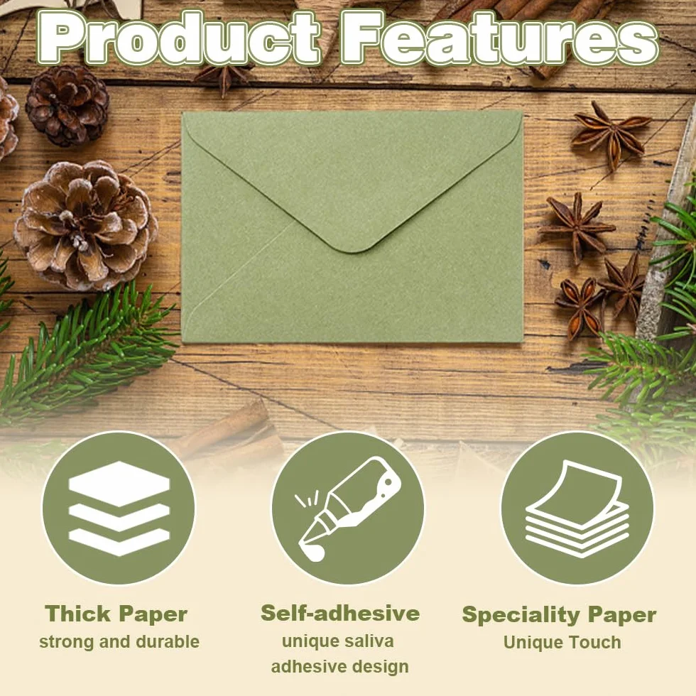 Enveloppes Vertes 153 x 103 mm Lot de 40 - Sans Fenêtre Fermeture par Collage Humide pour Mariage Noël Cartes de Vœux