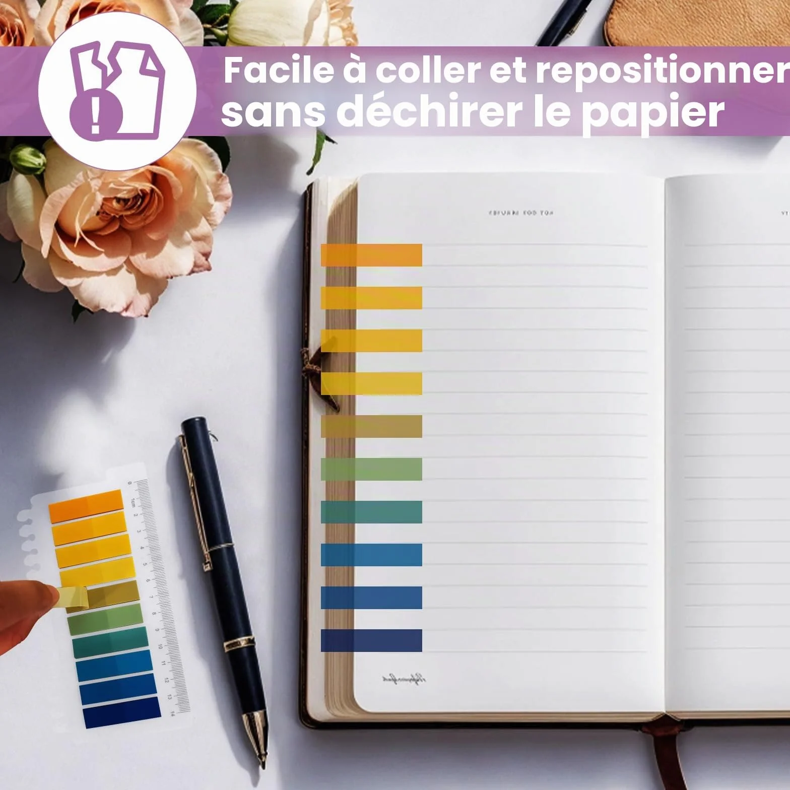 2400 Pièces Marque Page Adhésif, Notes Autocollantes Transparentes avec Règle, pour Livres et Index