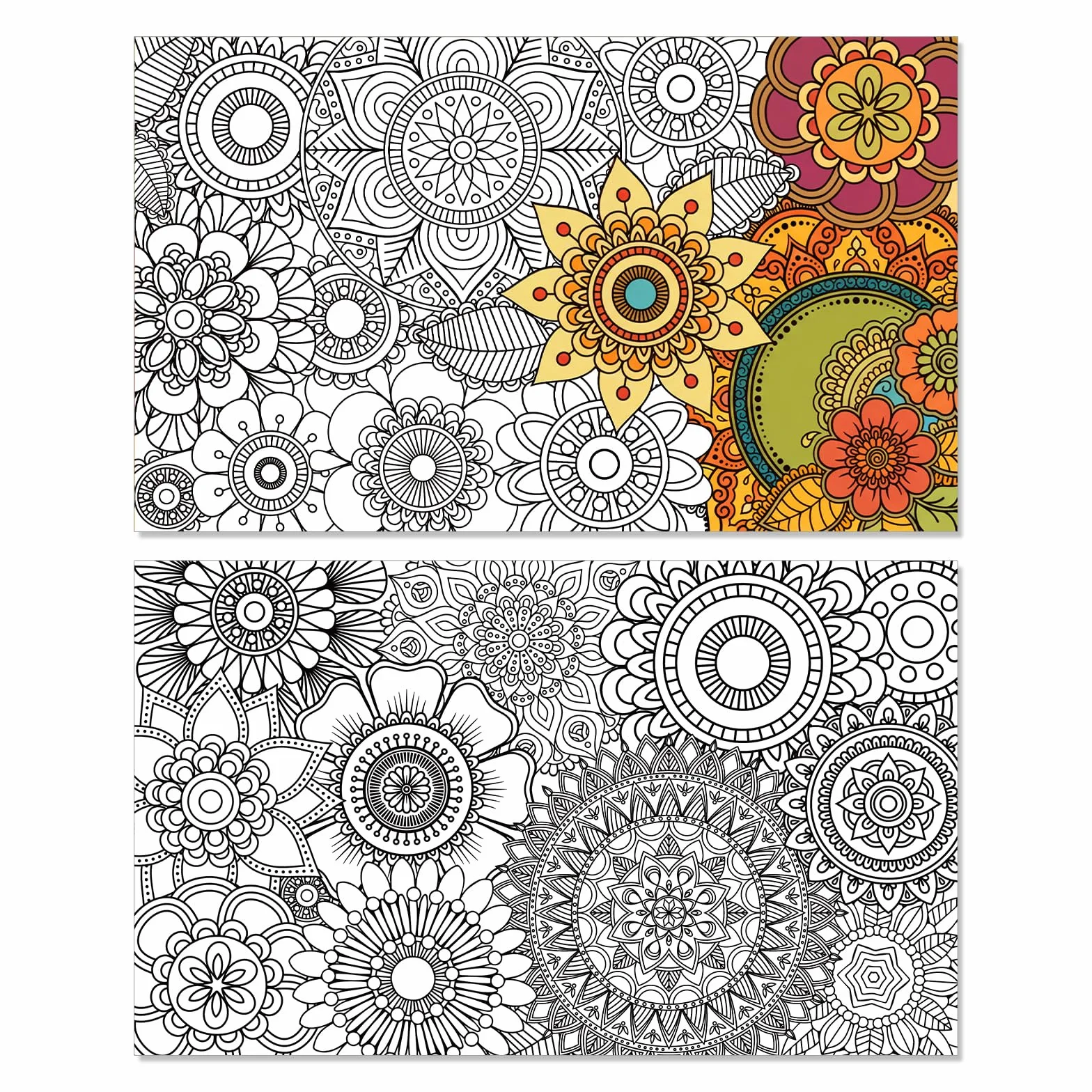 Affiches de Coloriage Géantes Mandala 100x60cm pour Enfants Adultes Adolescents
