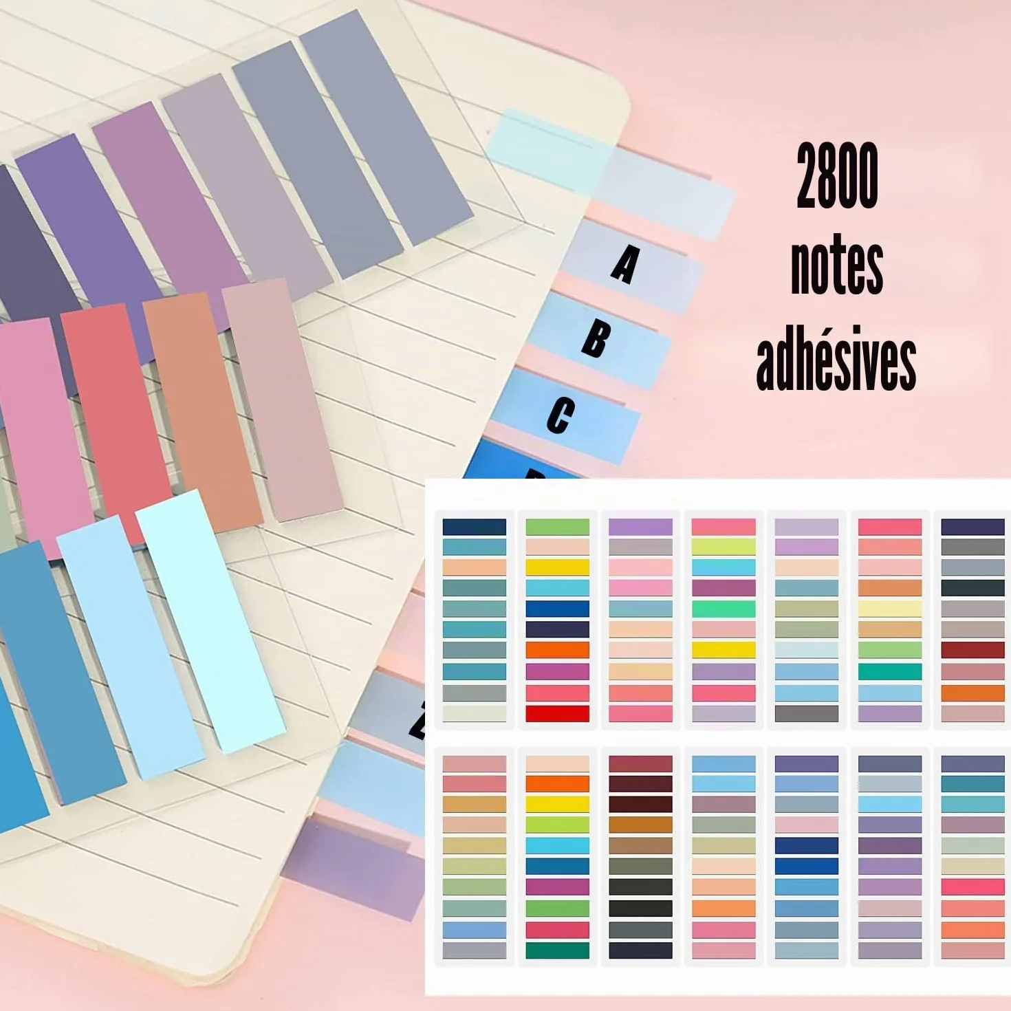 Marque Page Adhésif 2800 Pièces 14 Styles Autocollantes Index Inscriptible Sticky Tabs