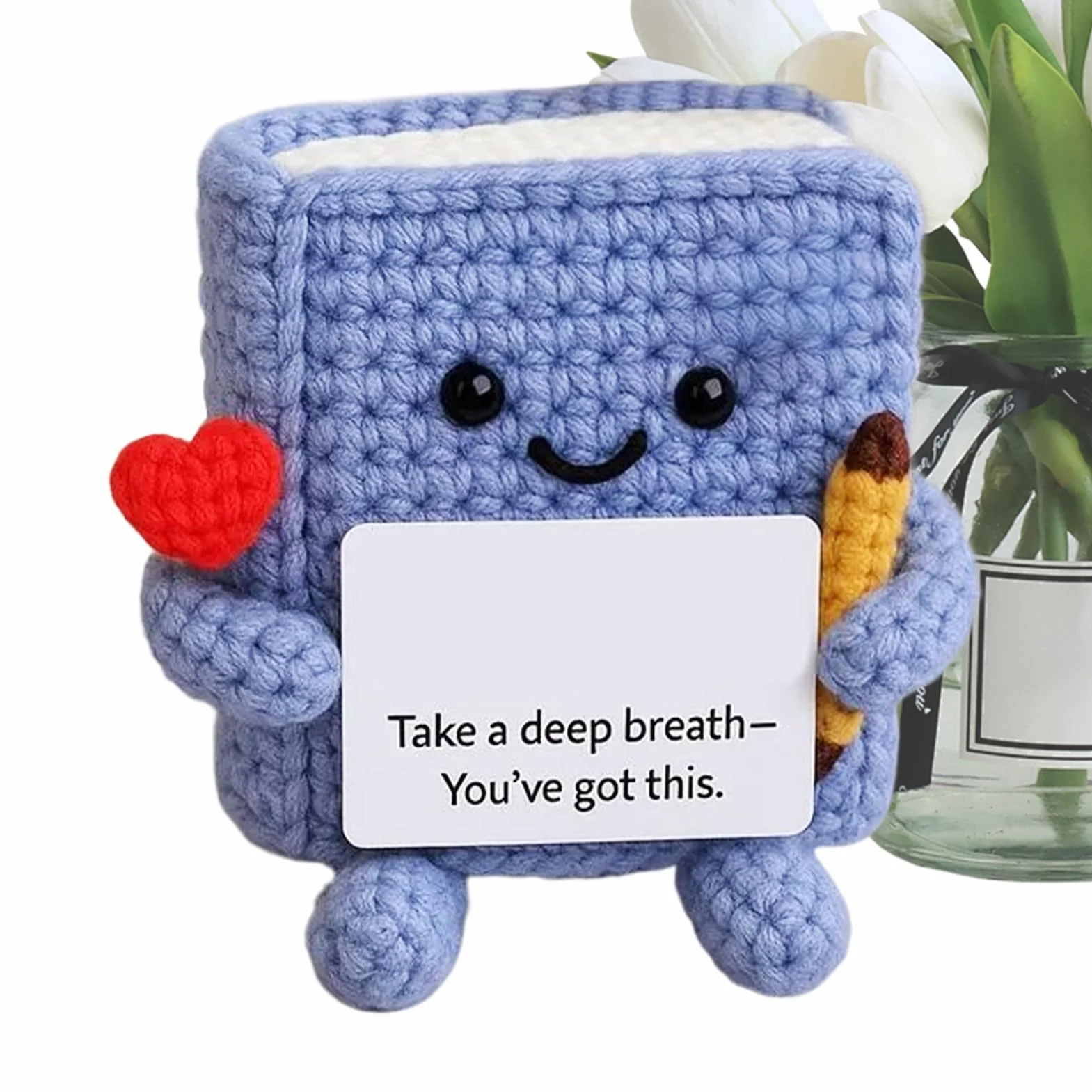 Huxibai Crochet motivant - Petit livre à crochet positif, décoration amusante pour bureau, cadeau d'anniversaire