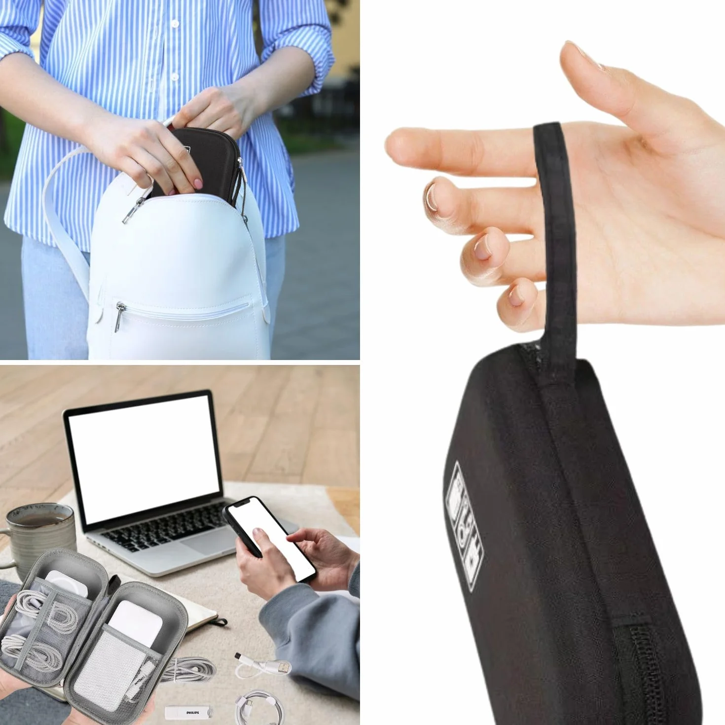 Trousse Organisatrice Multifonction pour Powerbank, Dictaphone, Lecteur MP3, Écouteurs et Accessoires