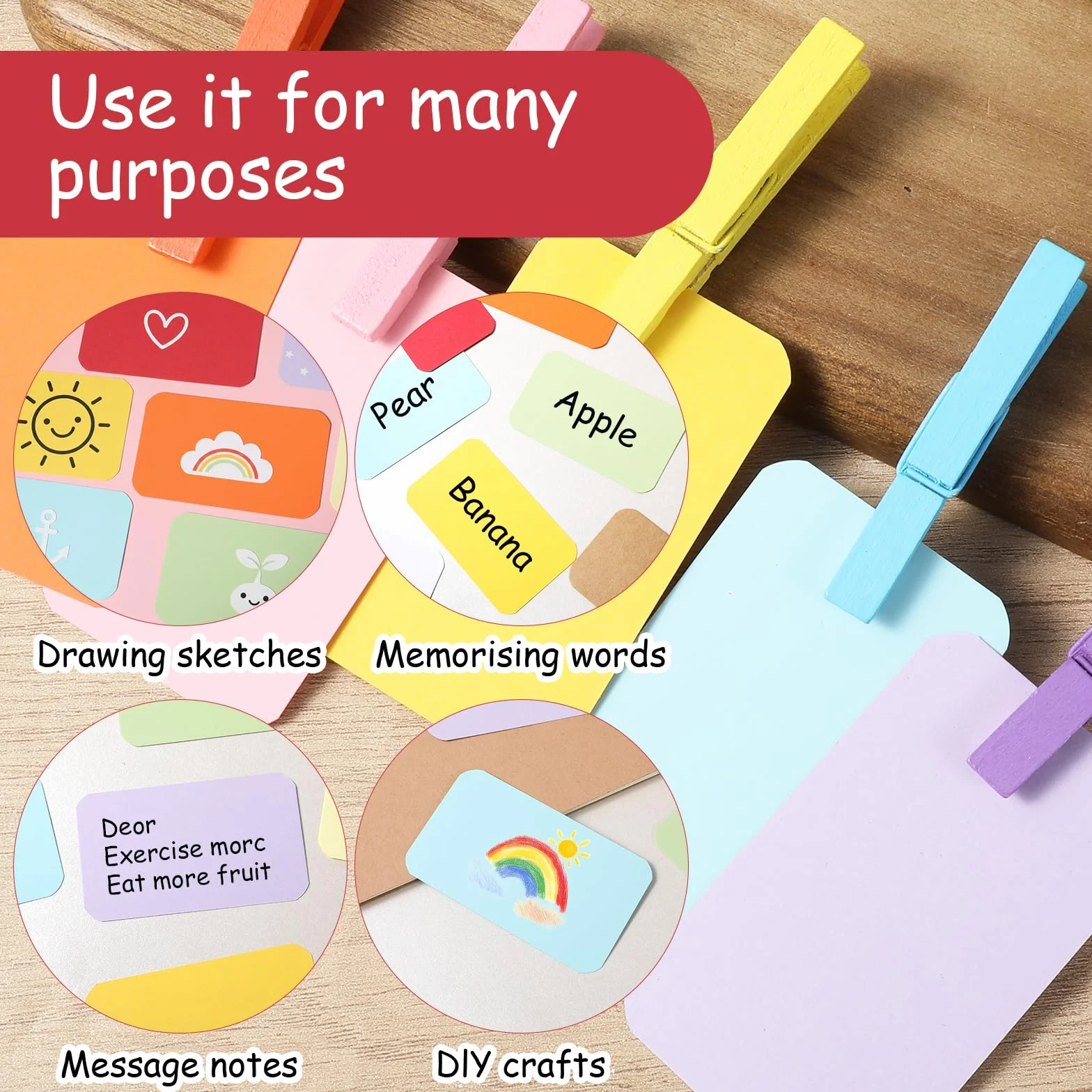 Lot de 100 cartes de visite vierges avec index colorés imprimables pour apprentissage
