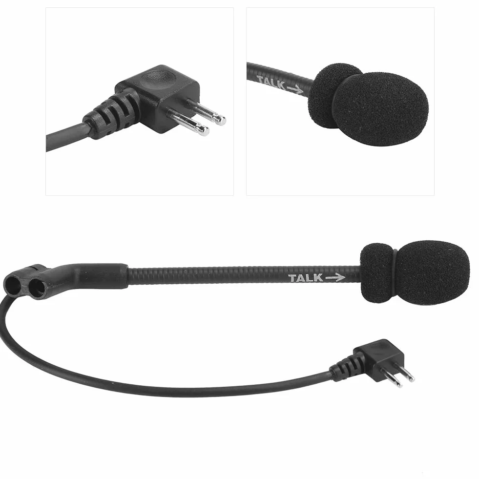 Zerone Microphone Z Tactics Noir 2 Broches Compatible Comtac II H50 Réduction Bruit ABS