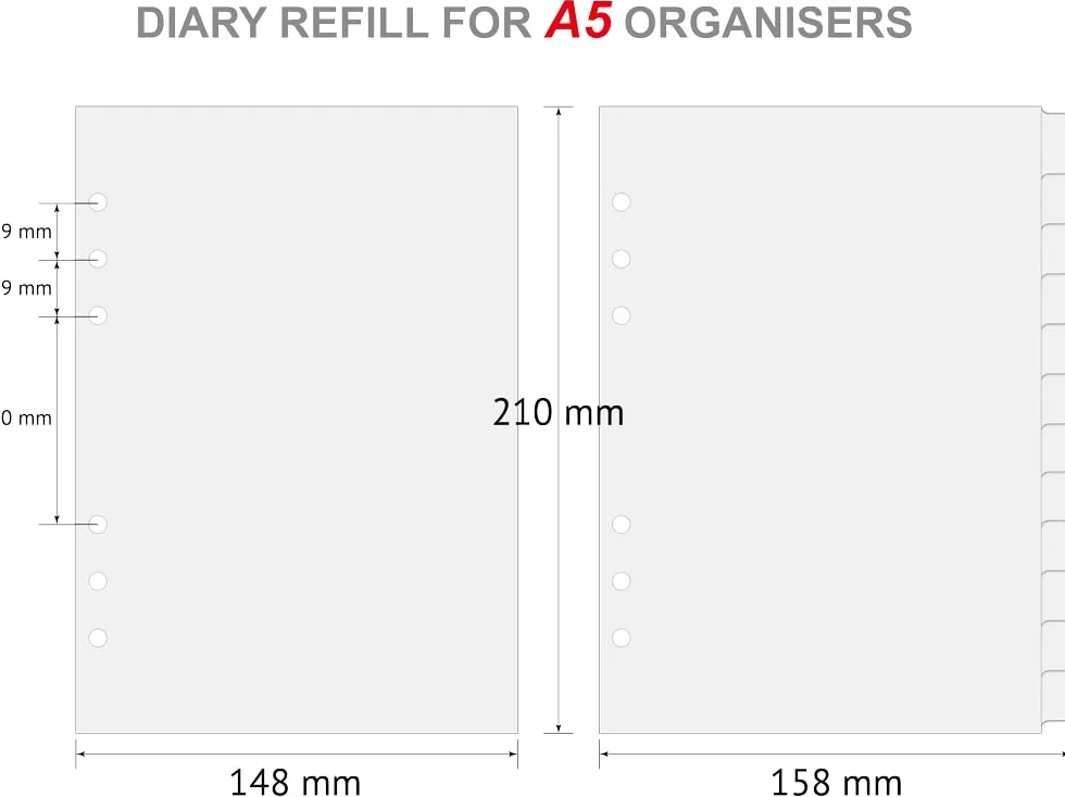 Agenda Semainier A5 2026-2027 Recharge Compatible Filofax