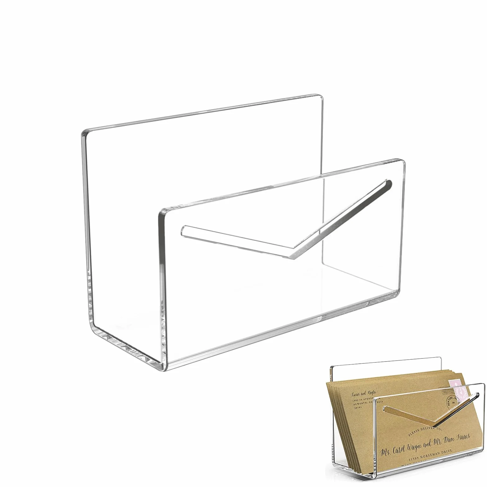 Porte-courrier en Acrylique Transparent Trieur de Courrier Portatif