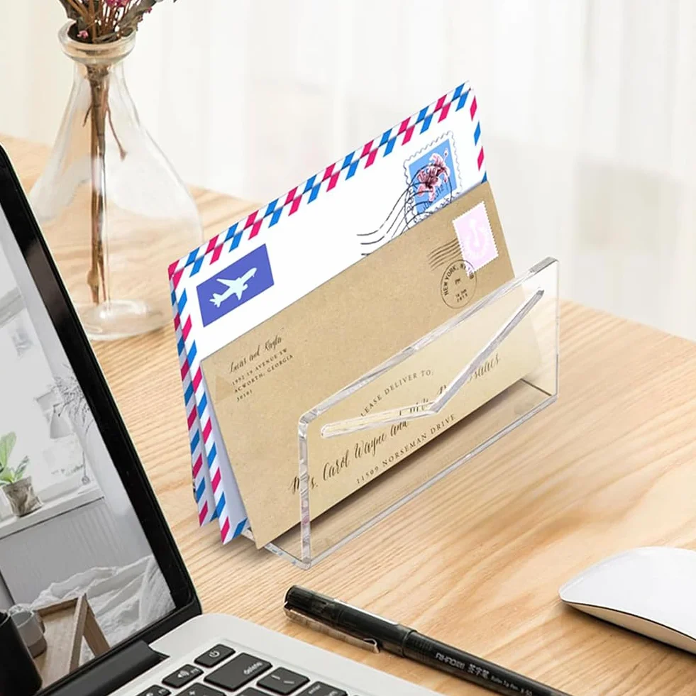 Porte-courrier en Acrylique Transparent Trieur de Courrier Portatif
