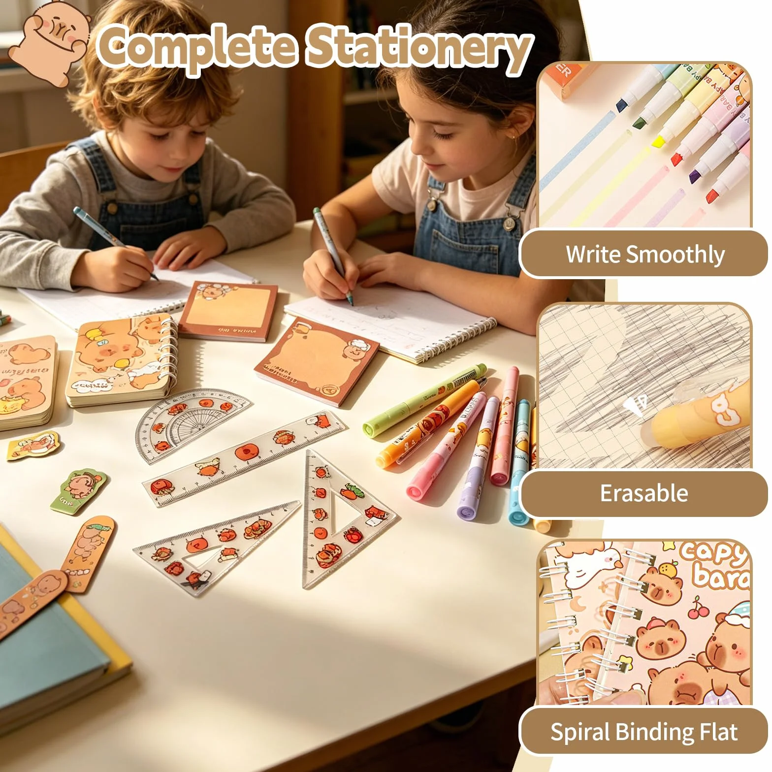 Crayon Trousse Capybara Kawaii Papeterie Set 27 Stück Fourniture Scolaire Idée Cadeau
