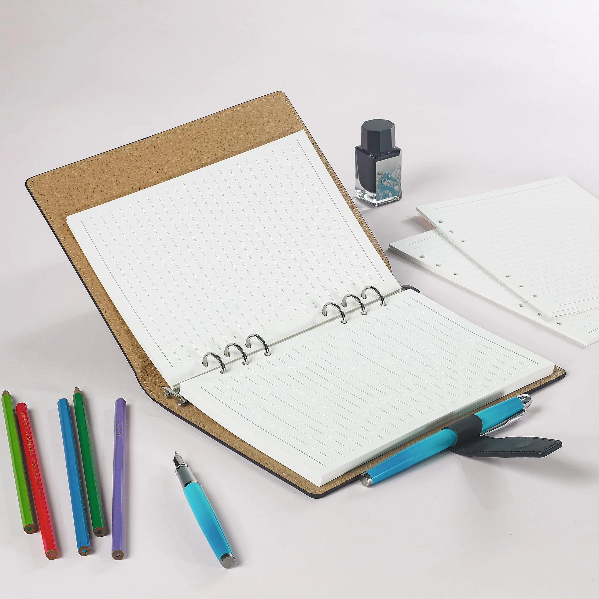 Papier A5 100g/m² Feuilles Volantes Lignées 210 x 142mm Recharge pour Classeur 6 Anneaux Crème
