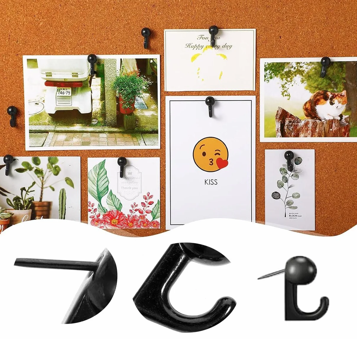Crochets à Punaises Push Pin 50 PCS Mini Crochets en Plastique Résistant pour Tableau d'Affichage