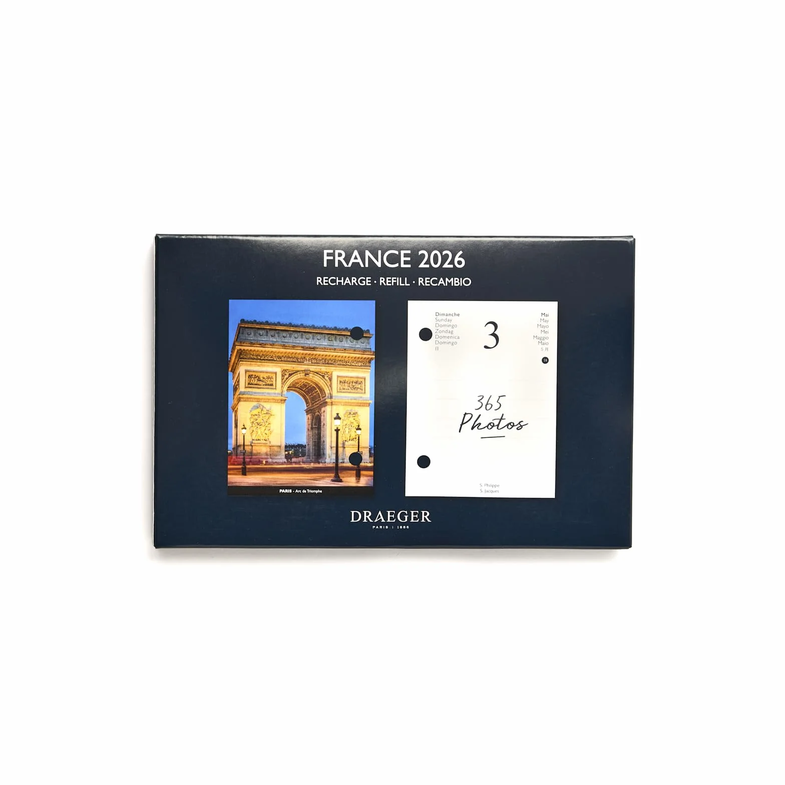DRAEGER PARIS 1886 Recharge Agenda 2026 Format Compact 16x10 cm Thème France 12 Mois Papier FSC Encres Végétales