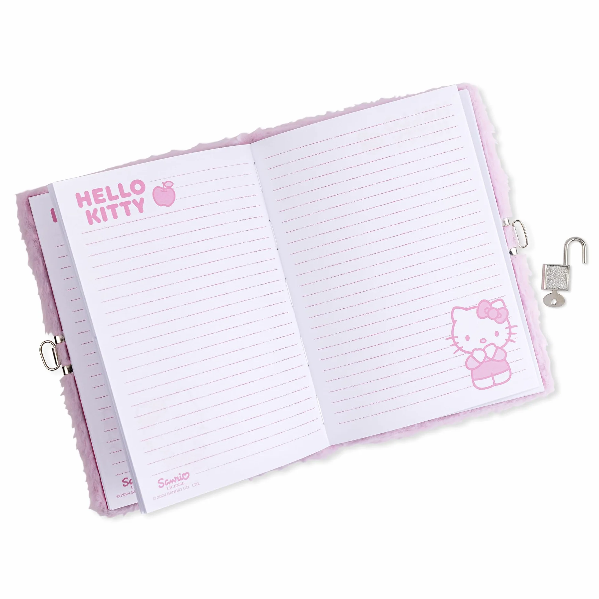 Hello Kitty Journal intime 3D A5 ligné en peluche avec cadenas