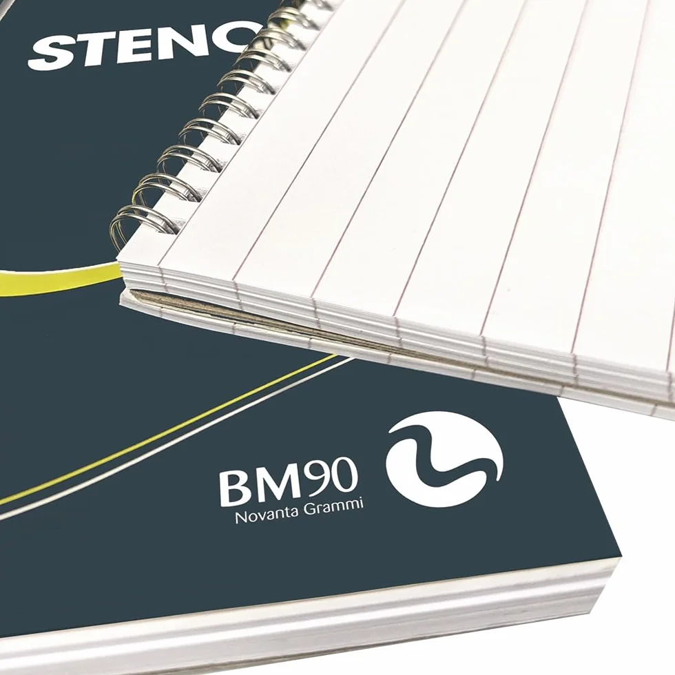 Bloc spiralé Steno 90 13 cm x 22,5 cm Papier 90 g/m² Lot de 5 pièces Couleurs assorties