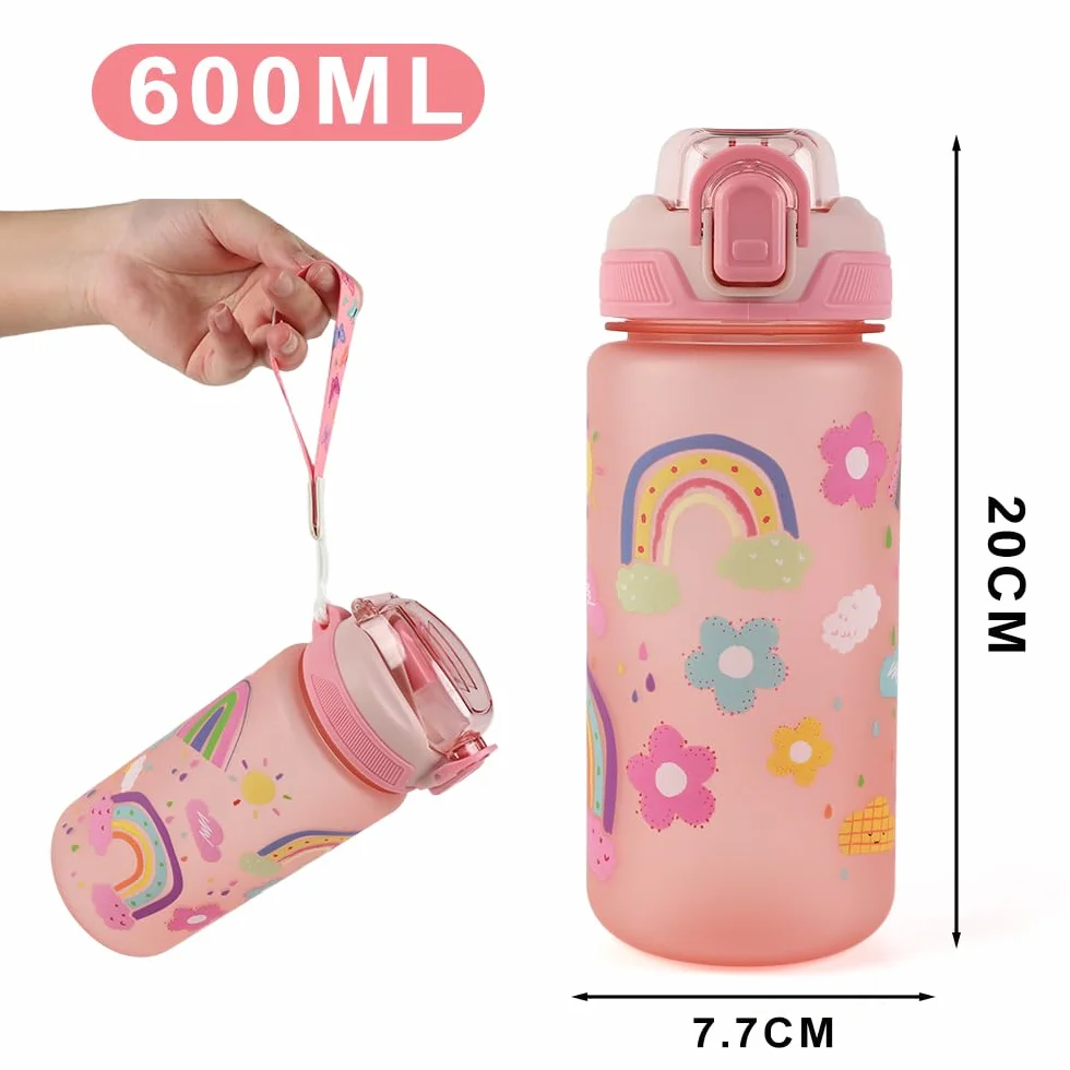 Gourde Enfant 600 Ml Robuste Anti Fuite Sans BPA avec Paille