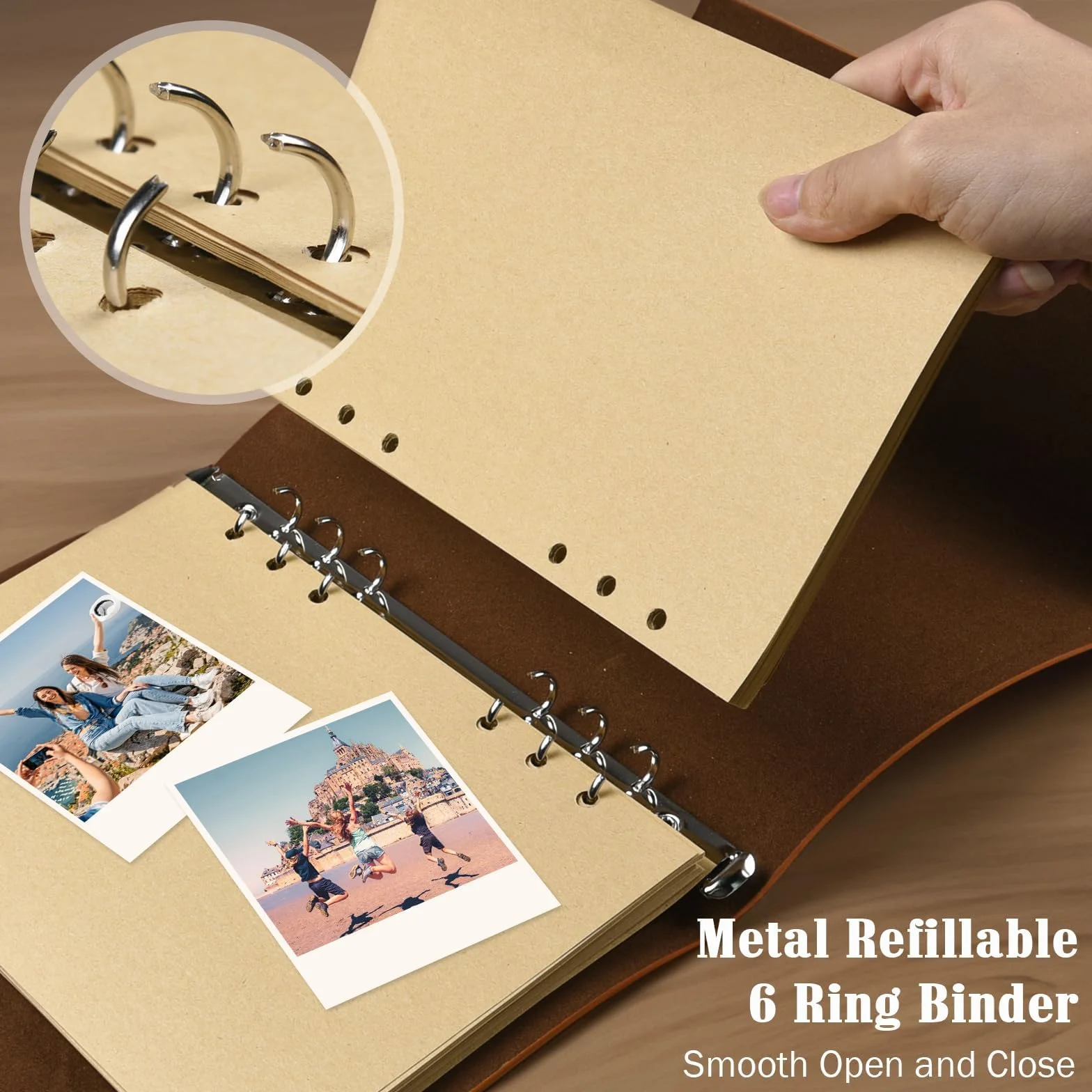 OMEYA Carnet de Notes Vintage Cuir A5 23,9 x 16,5 cm Rechargeable Brun