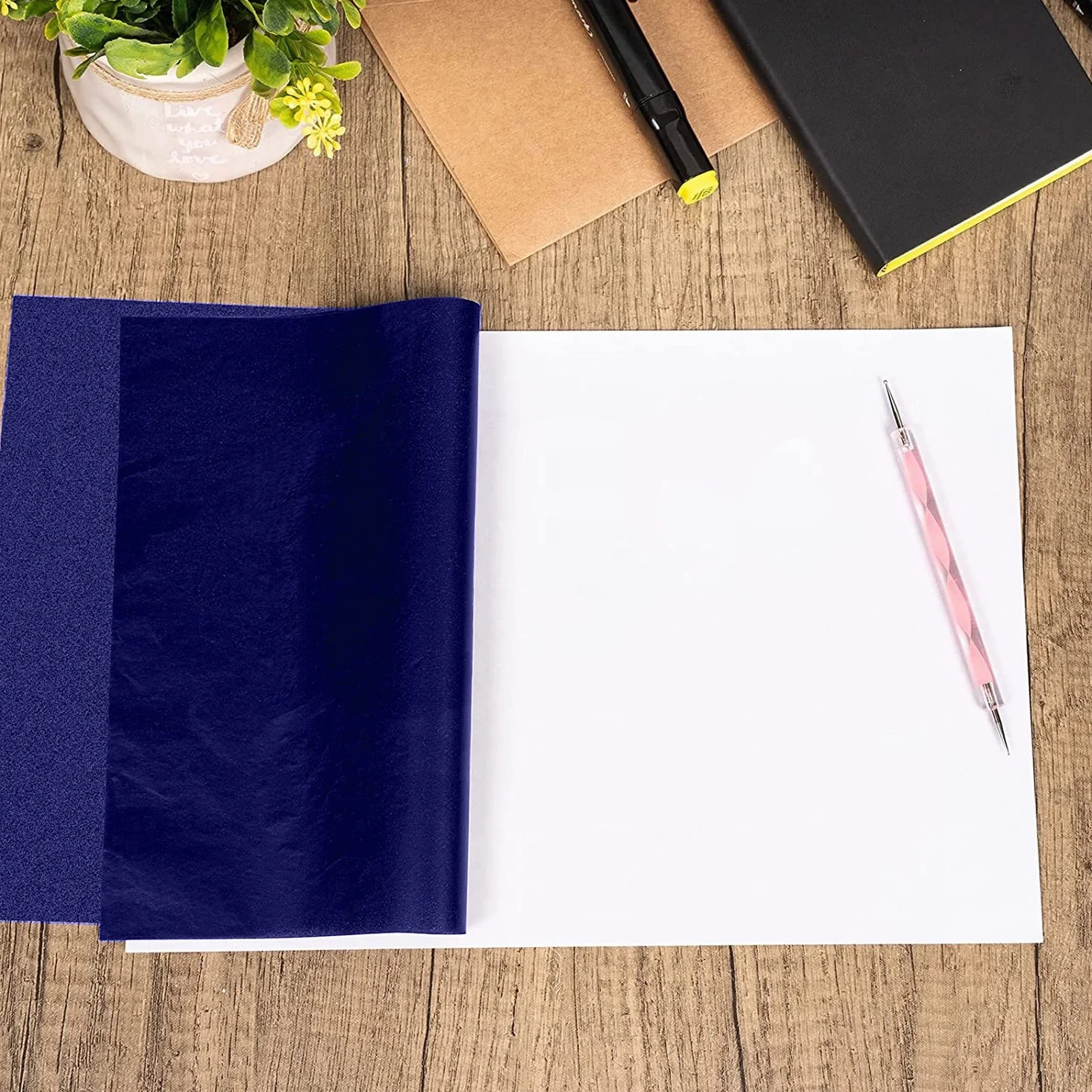 Lot de 50 Feuilles de Papier Carbone pour écriture Manuscrite Bleu Format A4