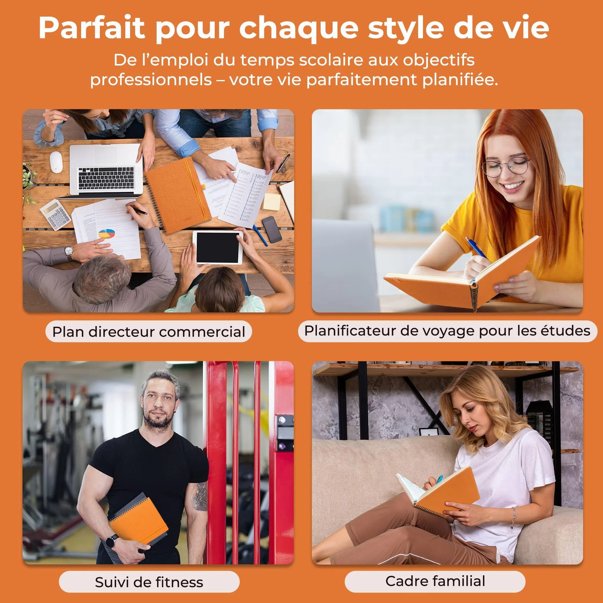 Agenda Semainier 2026 A5 21,9x16,4 cm Spirale Planificateur Hebdomadaire 12 Mois Papier 100GSM Couverture PU Cuir Orange