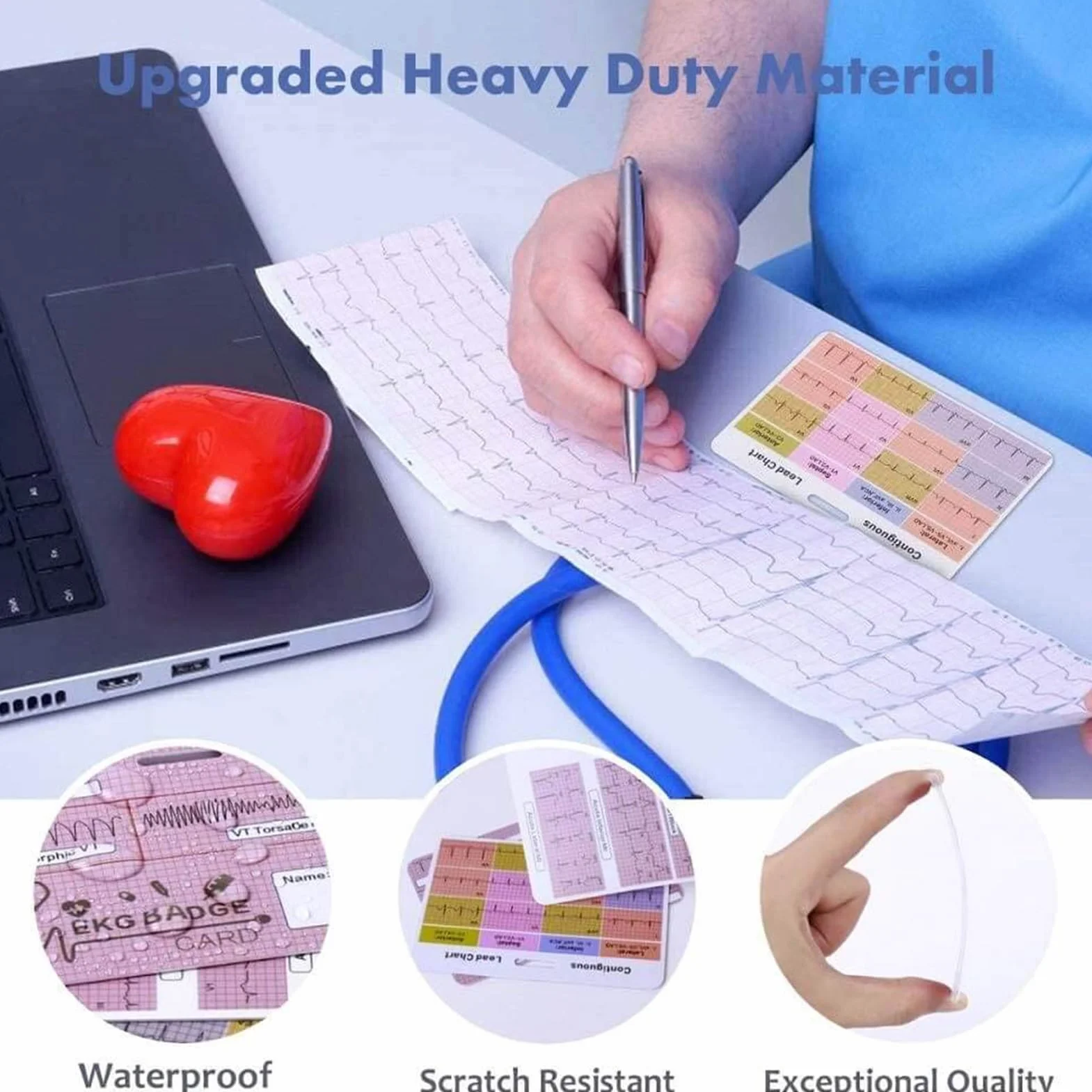 Carnet d'interprétation ECG - Carte de poche ECG, 3 accessoires pour clinique