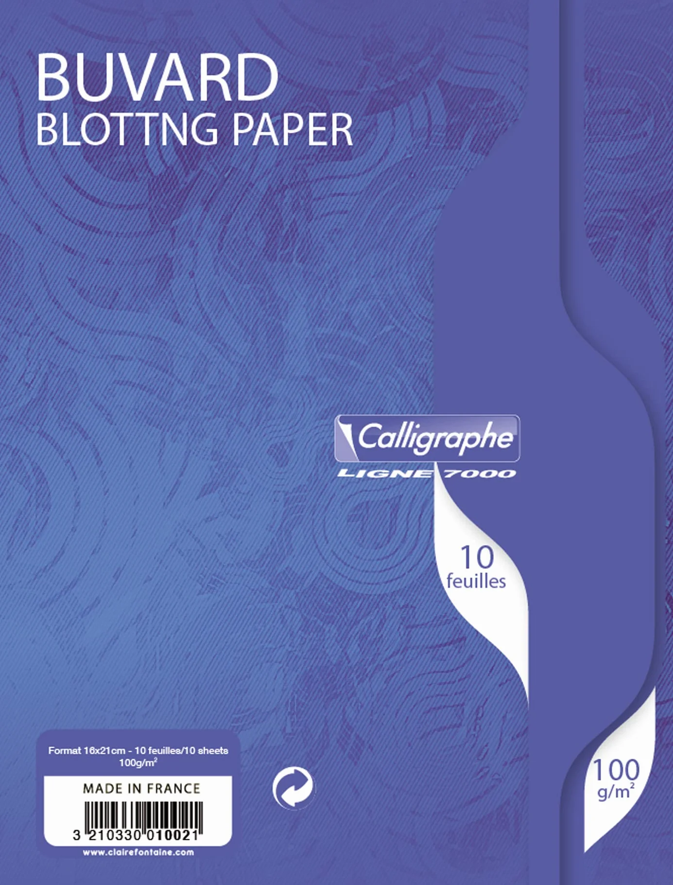 CLAIREFONTAINE Sachet 10 buvards blanc 16x21 100g