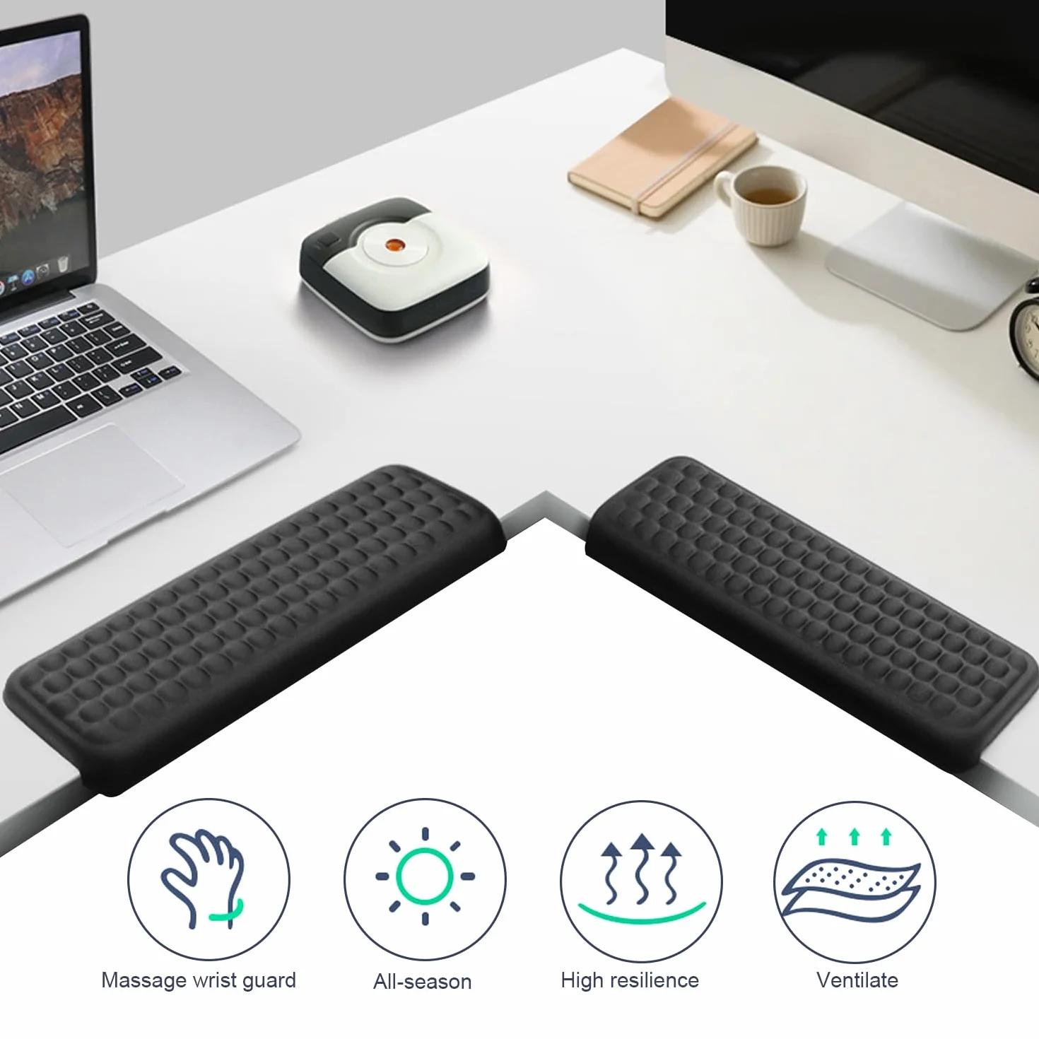 Lot de 2 Repose Coude Bureau Forme L, Repose Poignet Clavier Mousse Mémoire de Forme Antidérapant