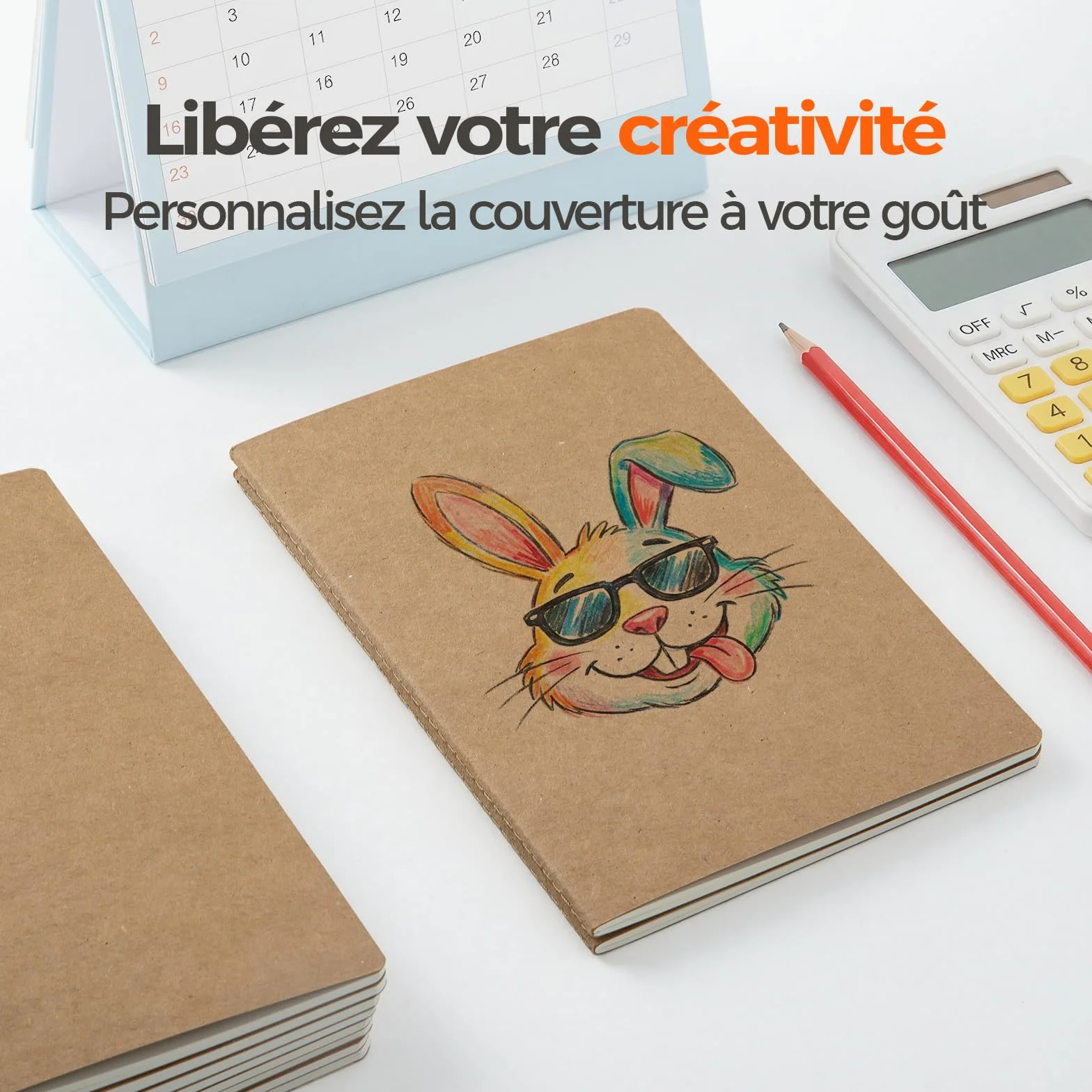 Carnets Kraft A5 Lot de 5, 60 Pages Vierges 21x14 cm, Cahiers Couverture Naturelle