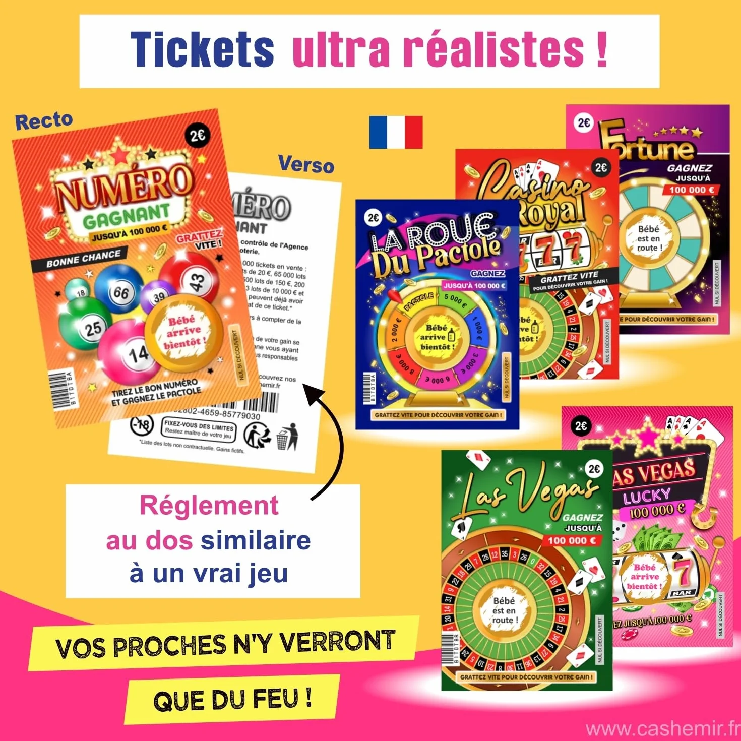 Cartes à gratter Annonce Grossesse Bébé Bientôt - Lot de 6 Tickets de Jeu pour Mamie Papy Tonton Tata