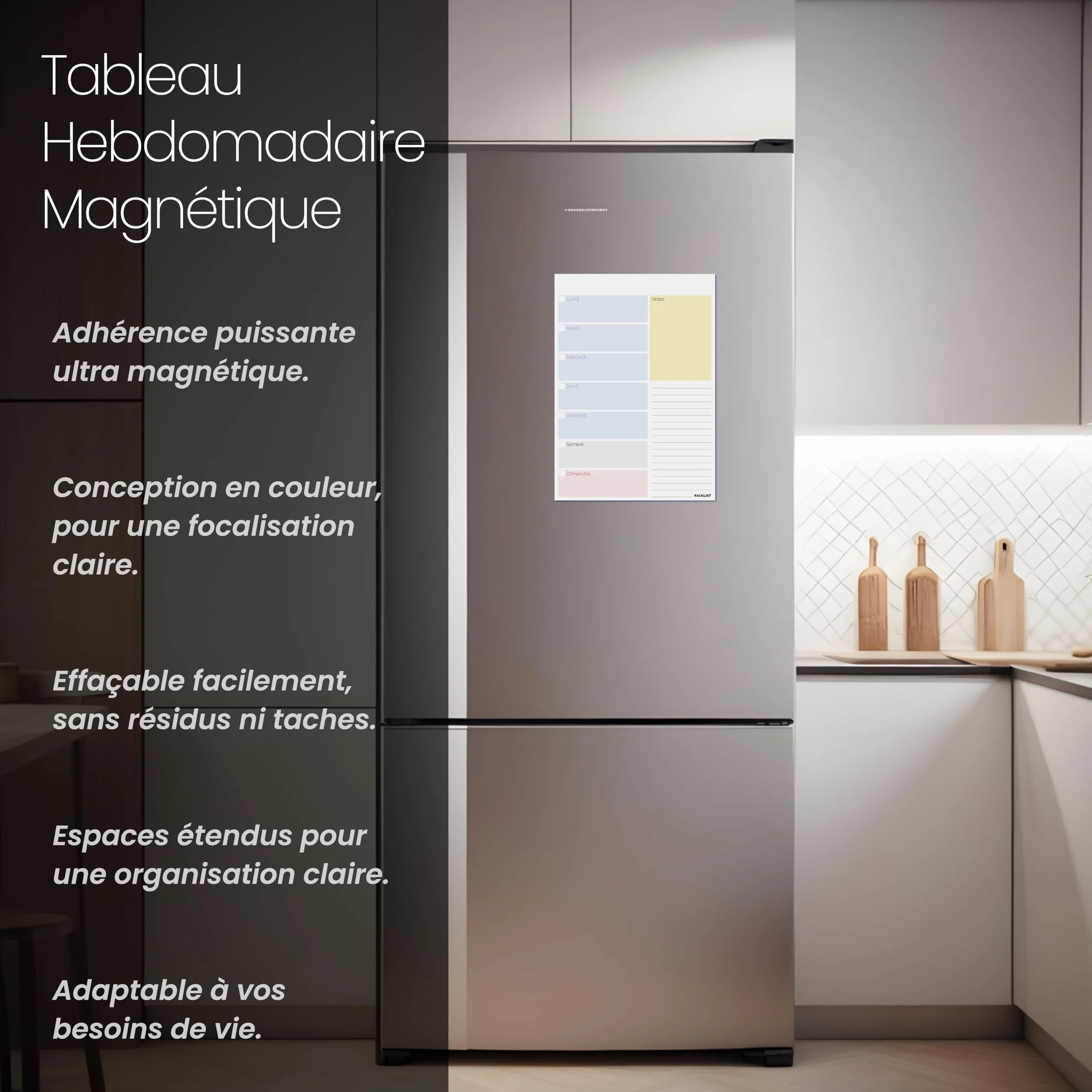 Tableau Magnétique Hebdomadaire A4 Coloré Planificateur Organiseur Vie Repas Activités