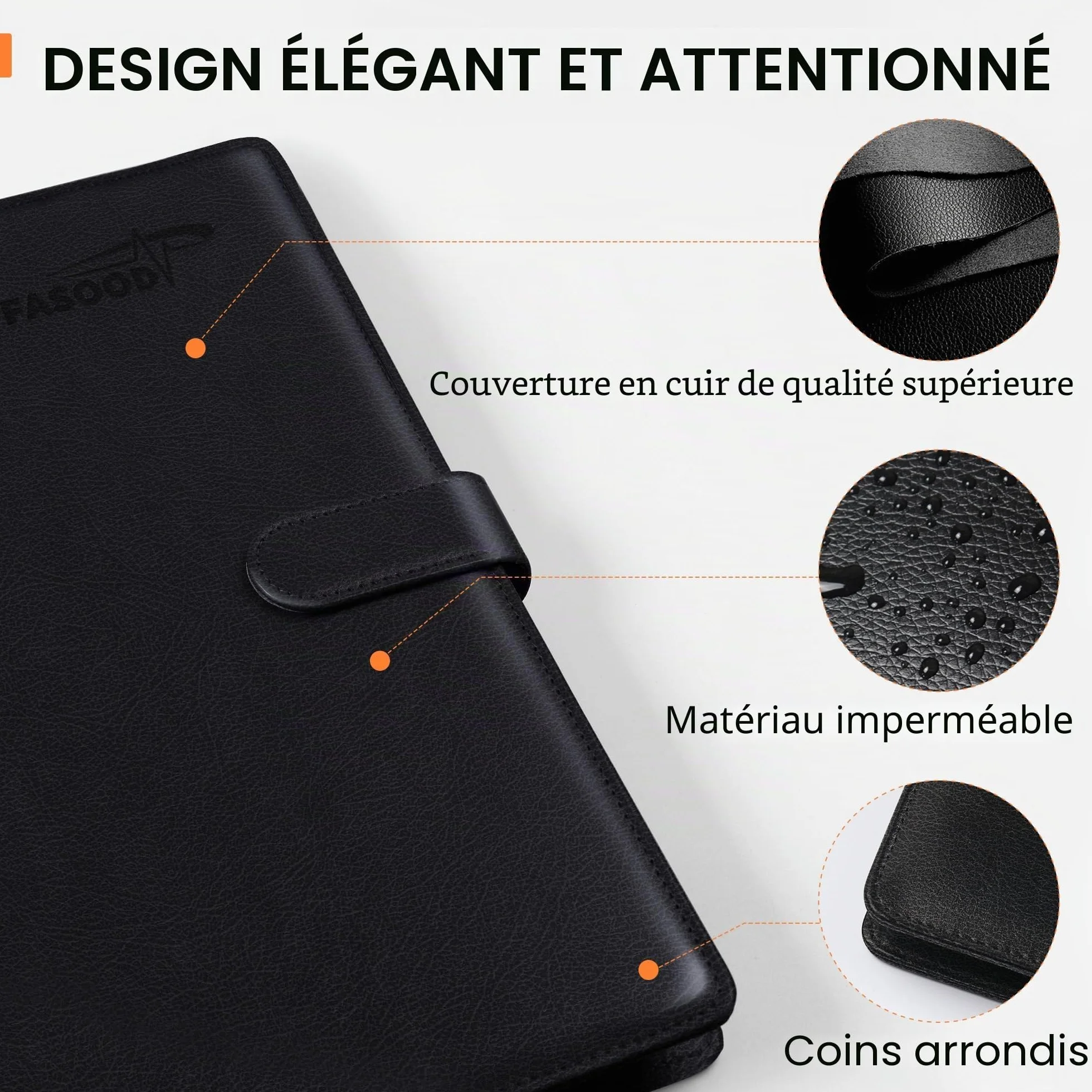 Conférencier A4 avec Porte Bloc, Porte Documents et Fermeture Magnétique (noir)