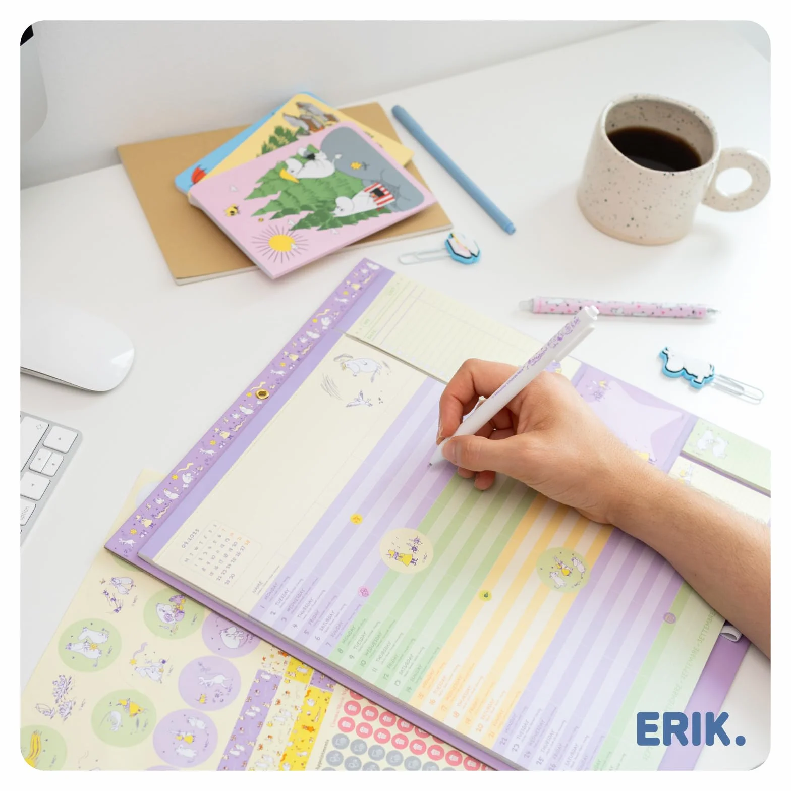Grupo Erik Calendrier Magnetique Frigo Moomin Septembre 2025 Décembre 2026 Planificateur Mensuel 16 mois Calendrier Familial