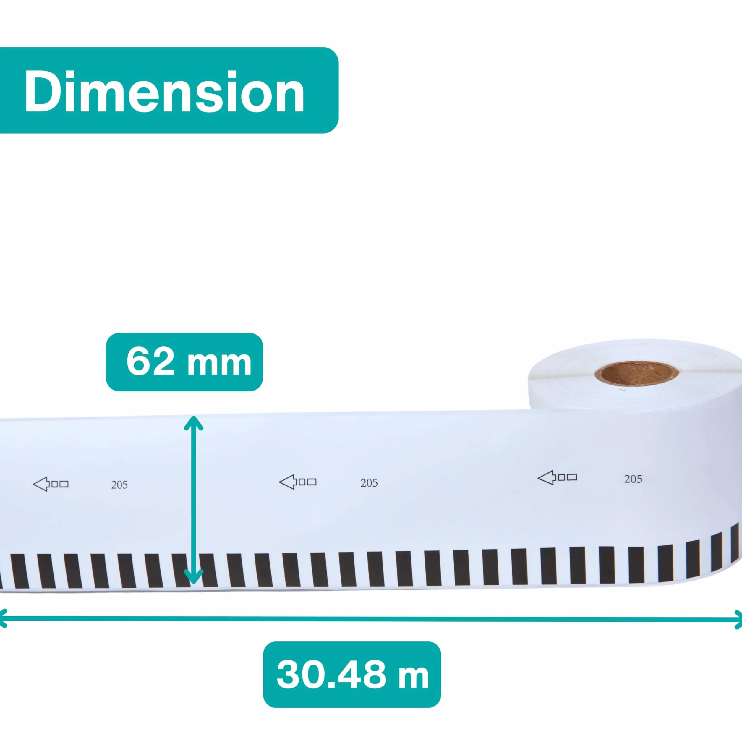 Double Dragon DK-22205 Étiquette en Papier Continu 62mm x 30.48m pour Brother QL QL-500 550 570 650TD 700 710W 720NW 800 810W 820NWB 1050 1060N 1100 1110NWB Noir sur Blanc