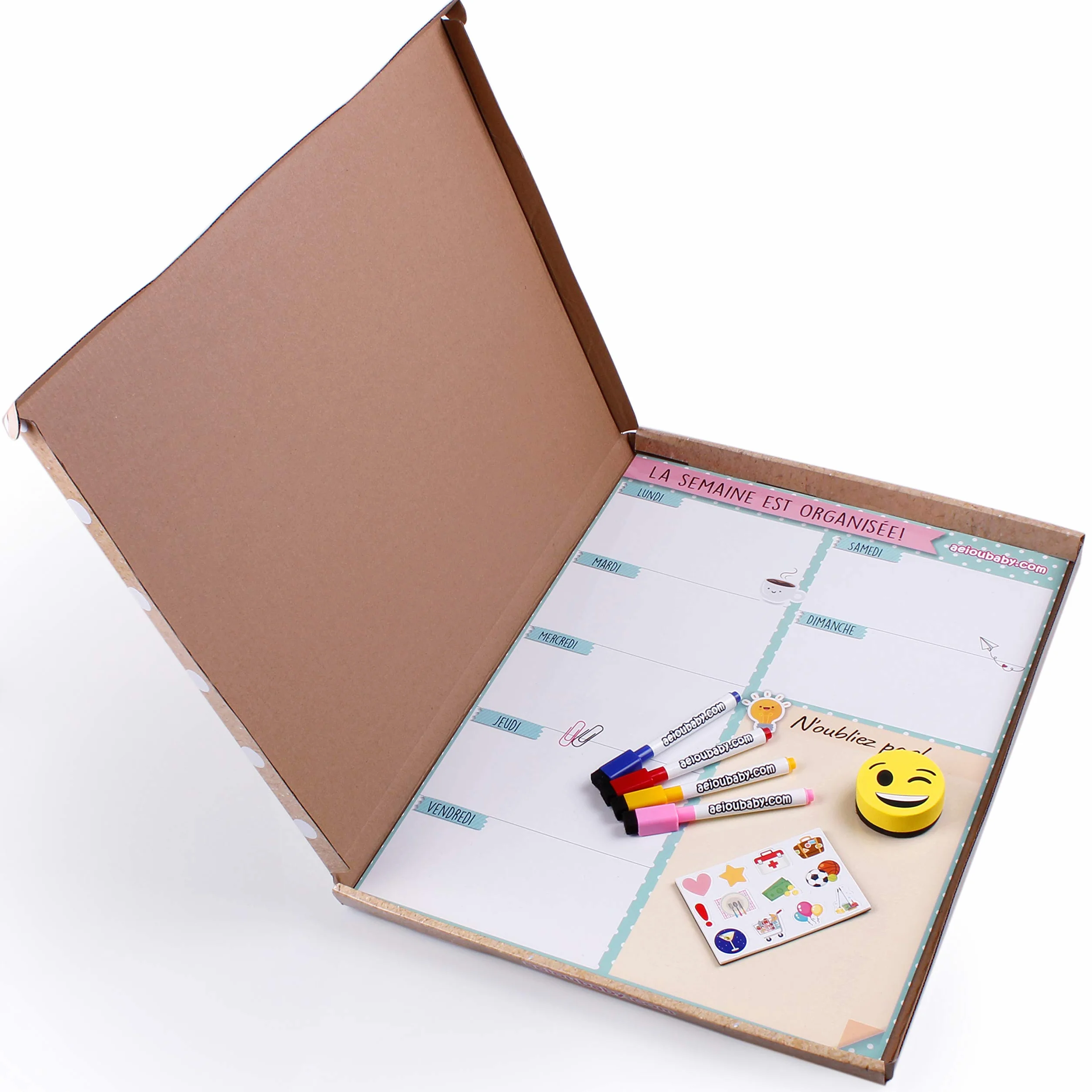 Planning de la Semaine Magnétique 43x32cm Calendrier Frigo Français Tableau Cuisine Organiseur