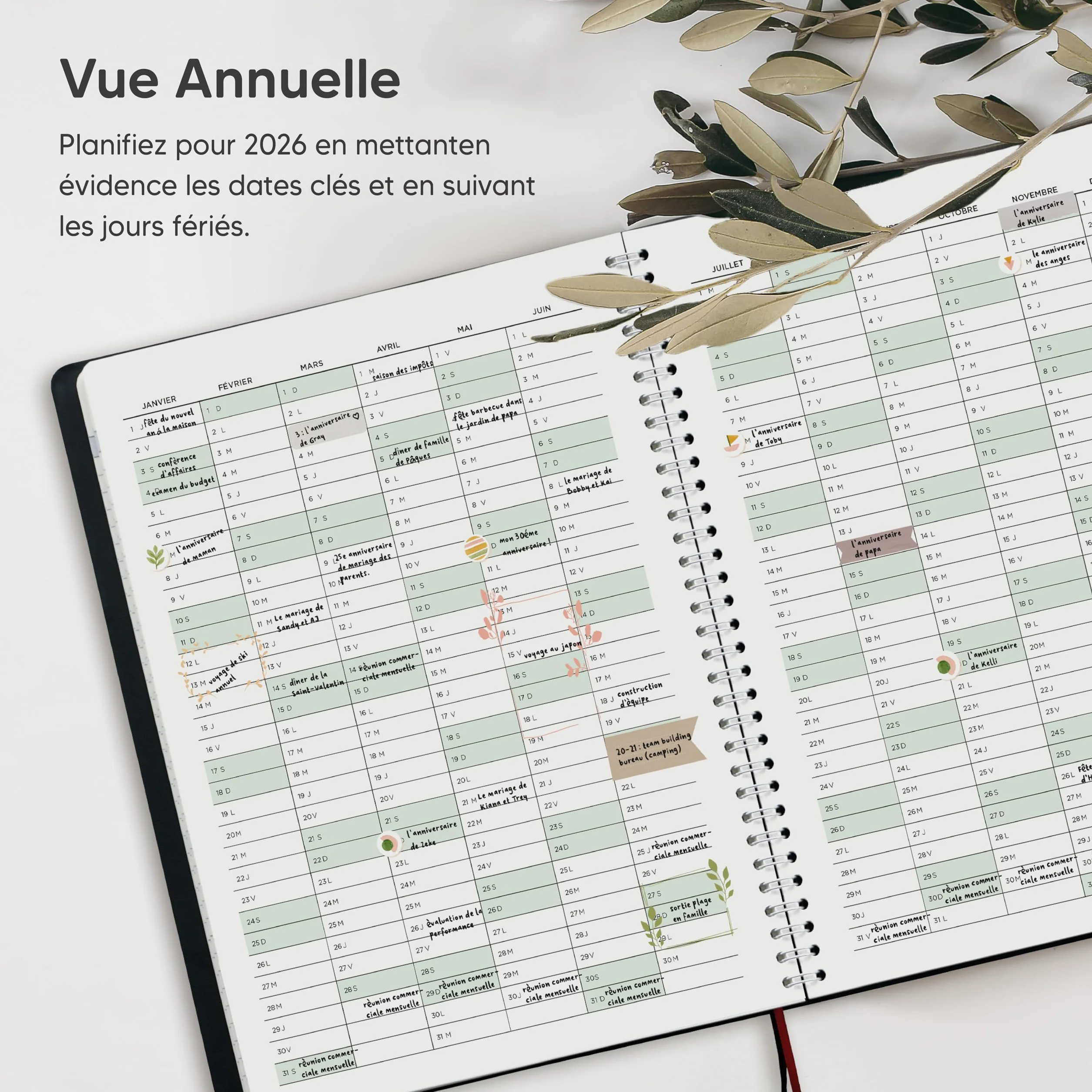 Smart Panda Agenda 2026 A4 Semainier Couverture Souple Intervalles 30 Minutes Planner Notes Français