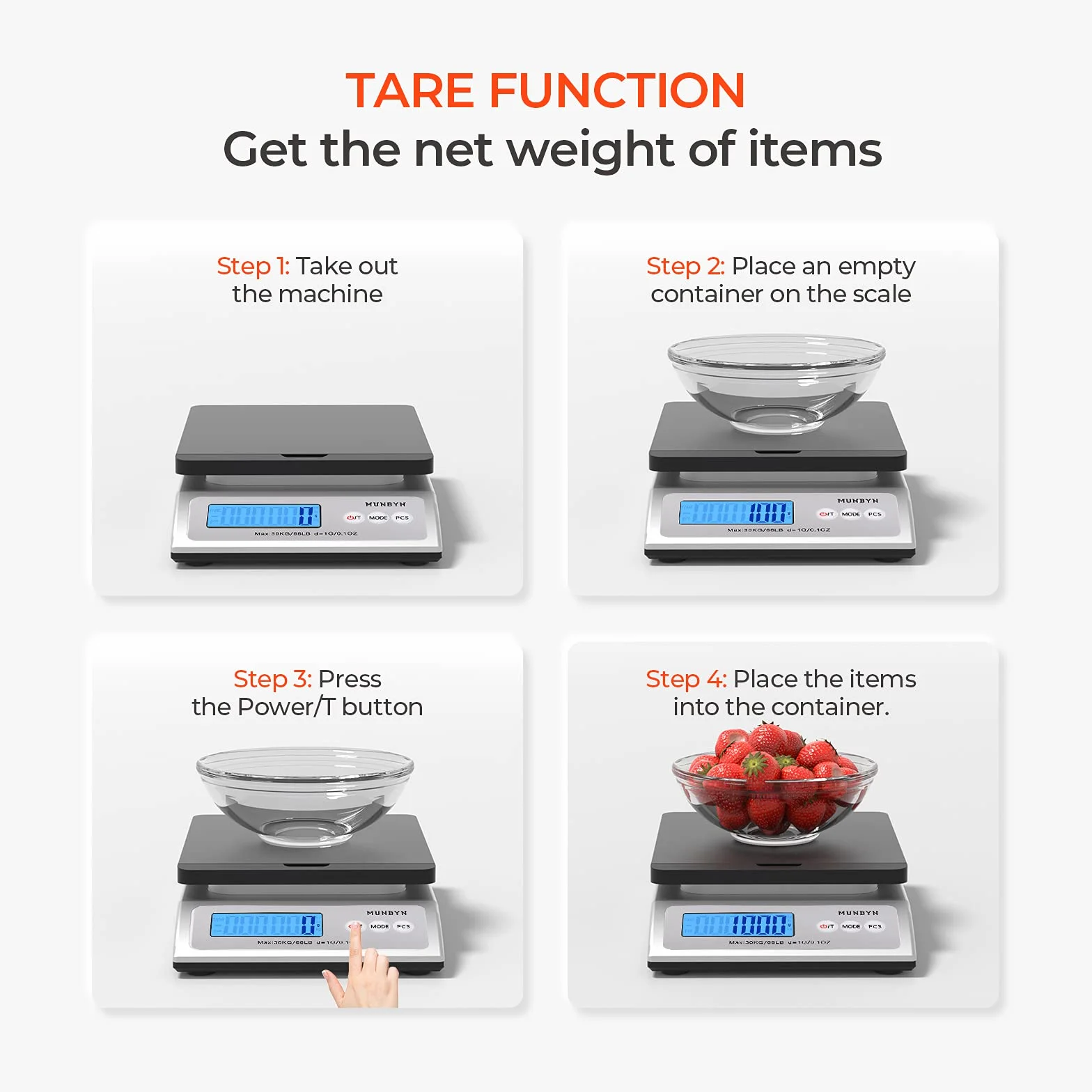 MUNBYN Balance Postale Numérique 30 kg Précision 1g Écran LCD Rétroéclairé Pliable
