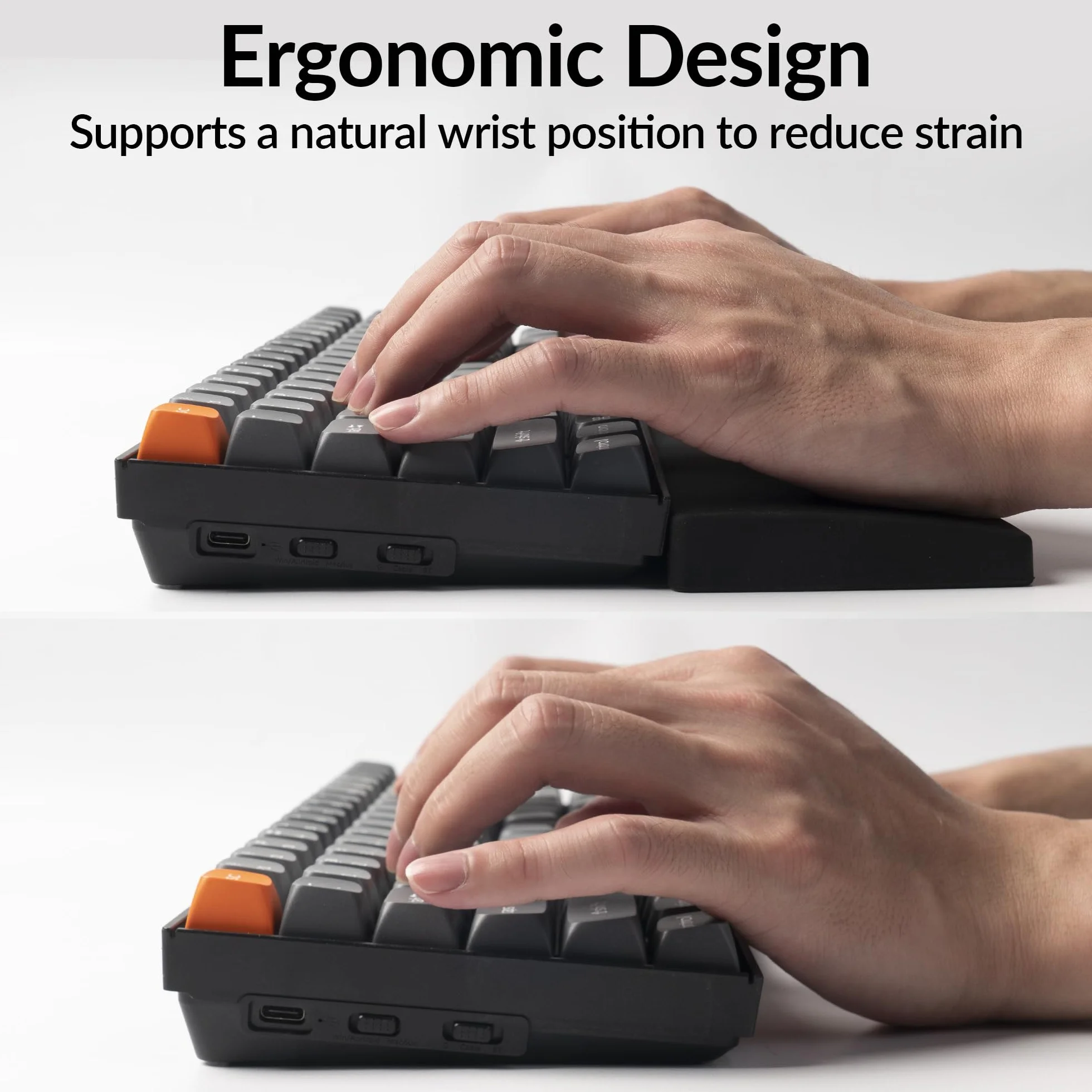 Keychron Repose-poignet en silicone pour K10 Pro K10 Max Q6 Q6 Pro V6 Noir
