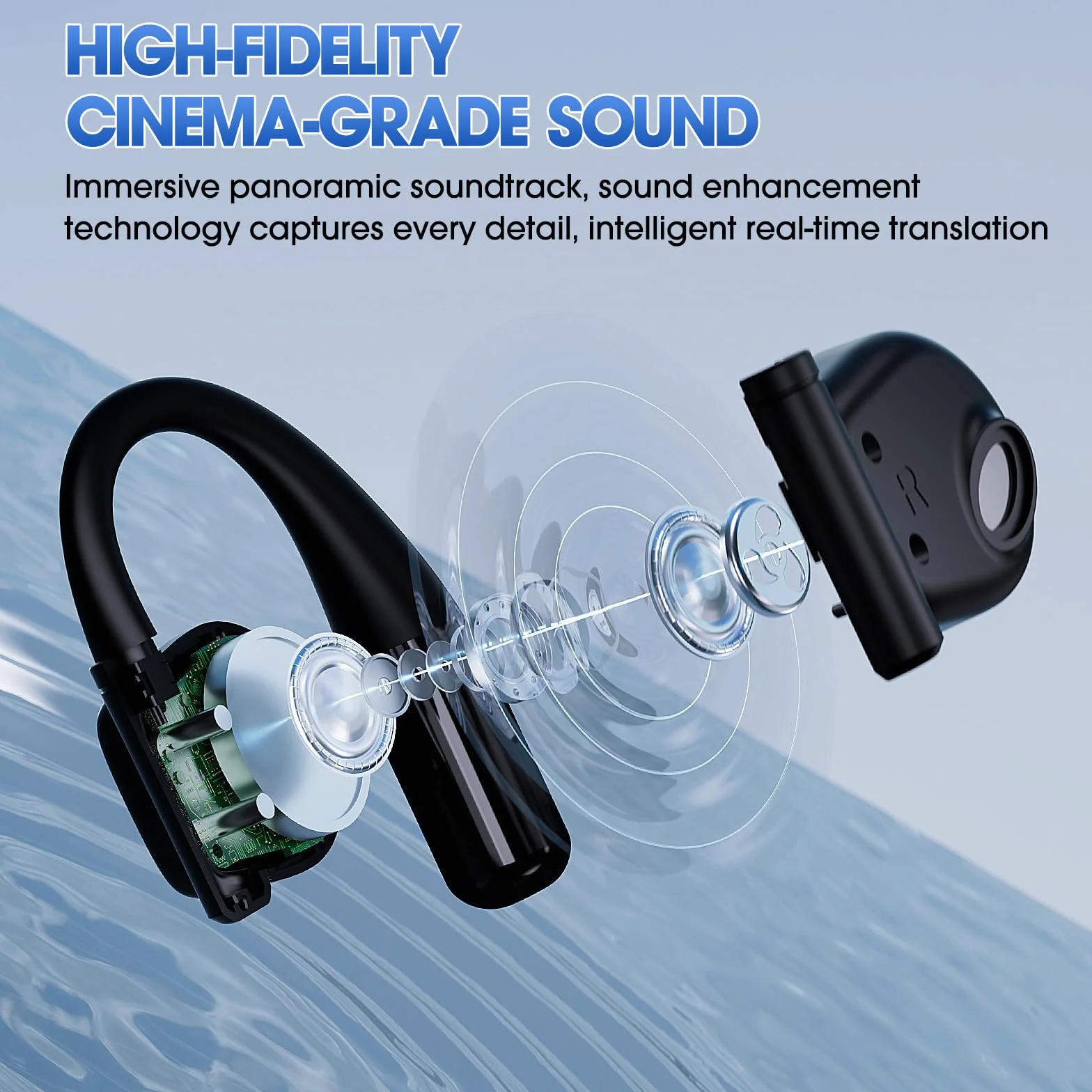 Écouteur Traducteur Instantané Open-Ear 138 Langues Bluetooth 5.4 Traduction Vocale IA Wearfit Pro Noir