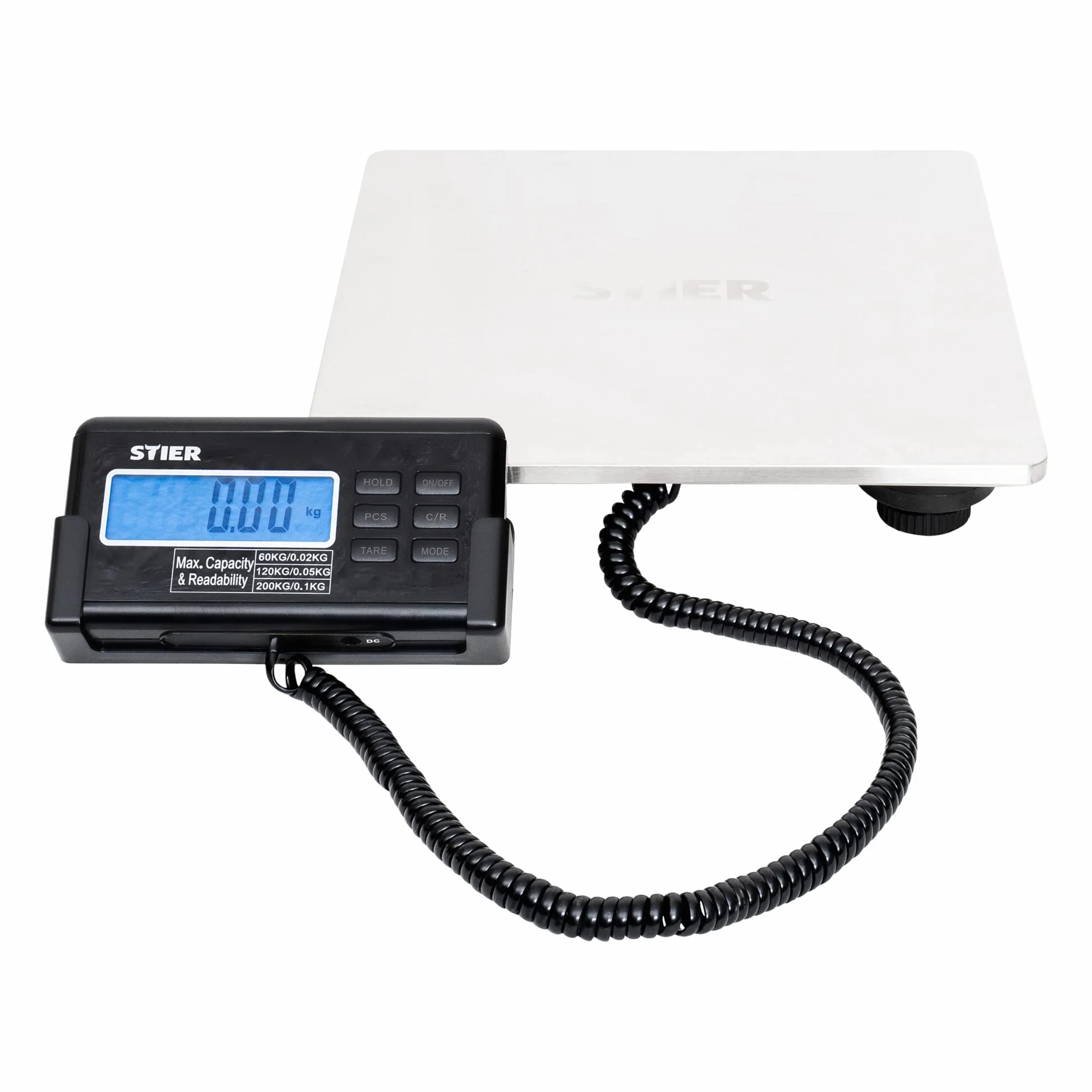Pèse-colis STIER 200 kg plateau acier inoxydable 30 x 30 cm
