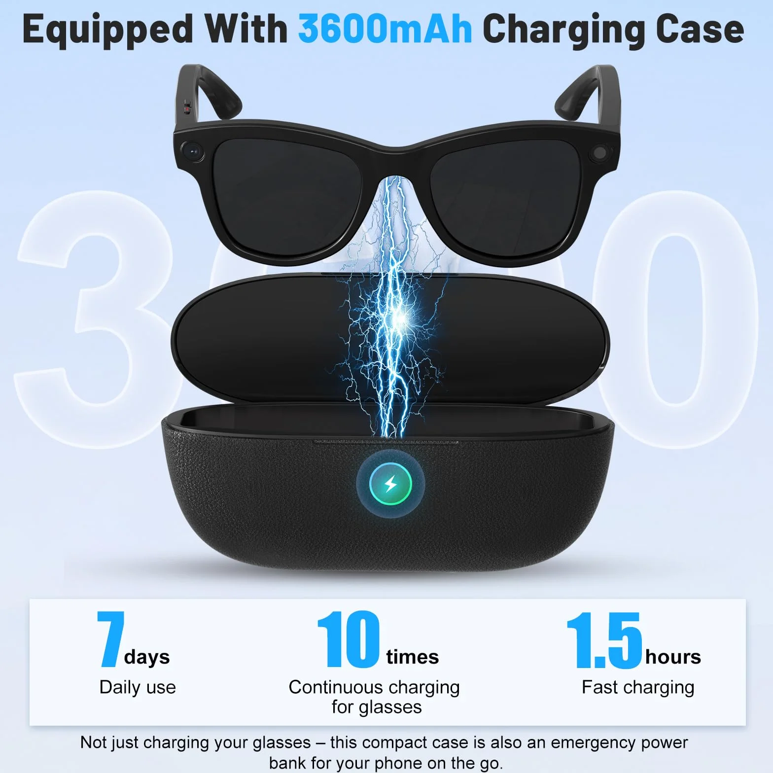 Lunettes Connectées 8MP 4K HD avec Traductrice IA, Verres Photochromiques, Bluetooth, Assistant Vocal