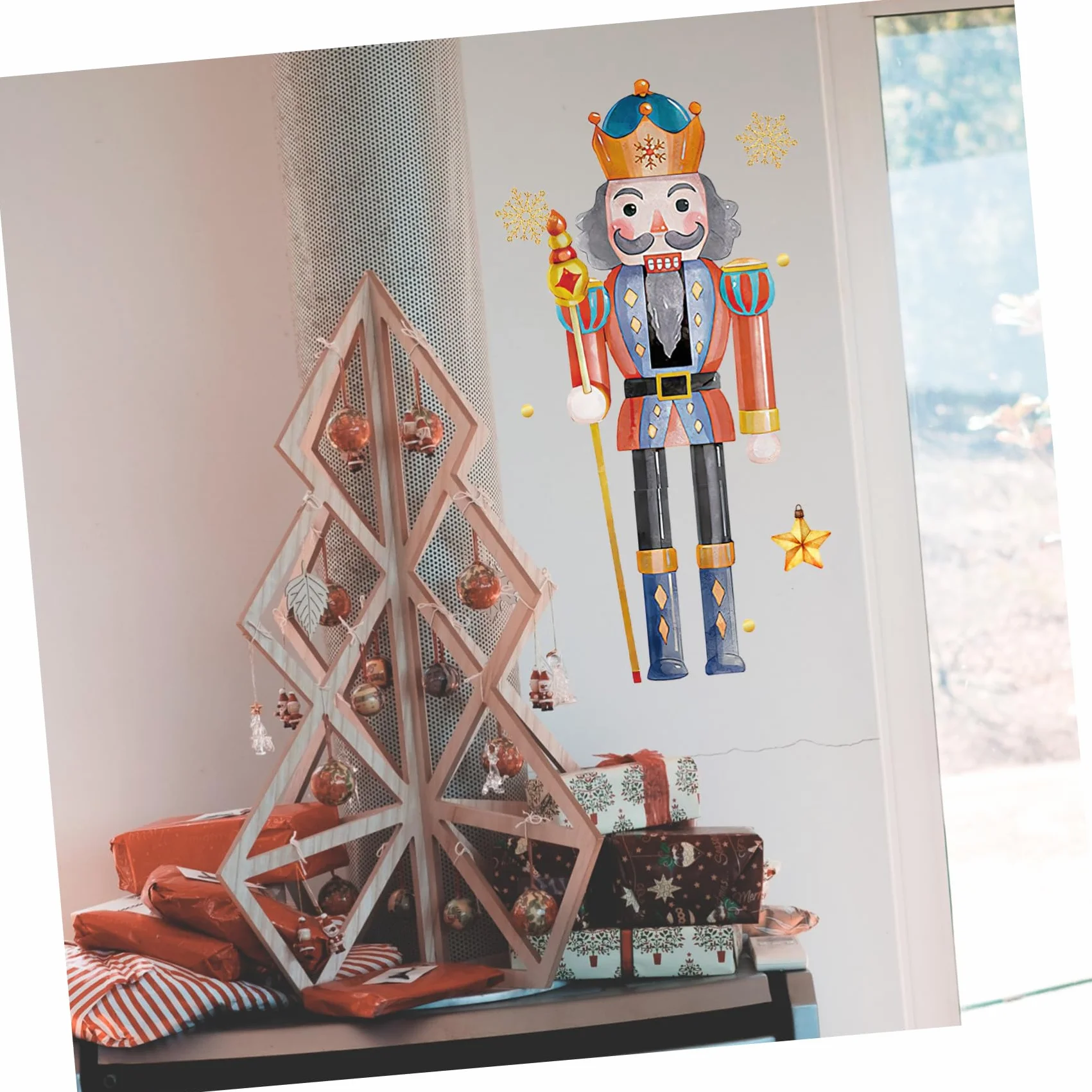 Décorations Murales Noël Casse-noisette Stickers Fenêtre Porte Faciles à Poser